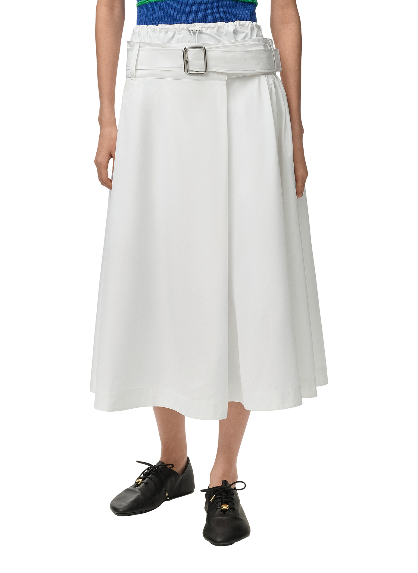 Falda con cinturón en popelina de algodón ligero. LOEWE Blanco