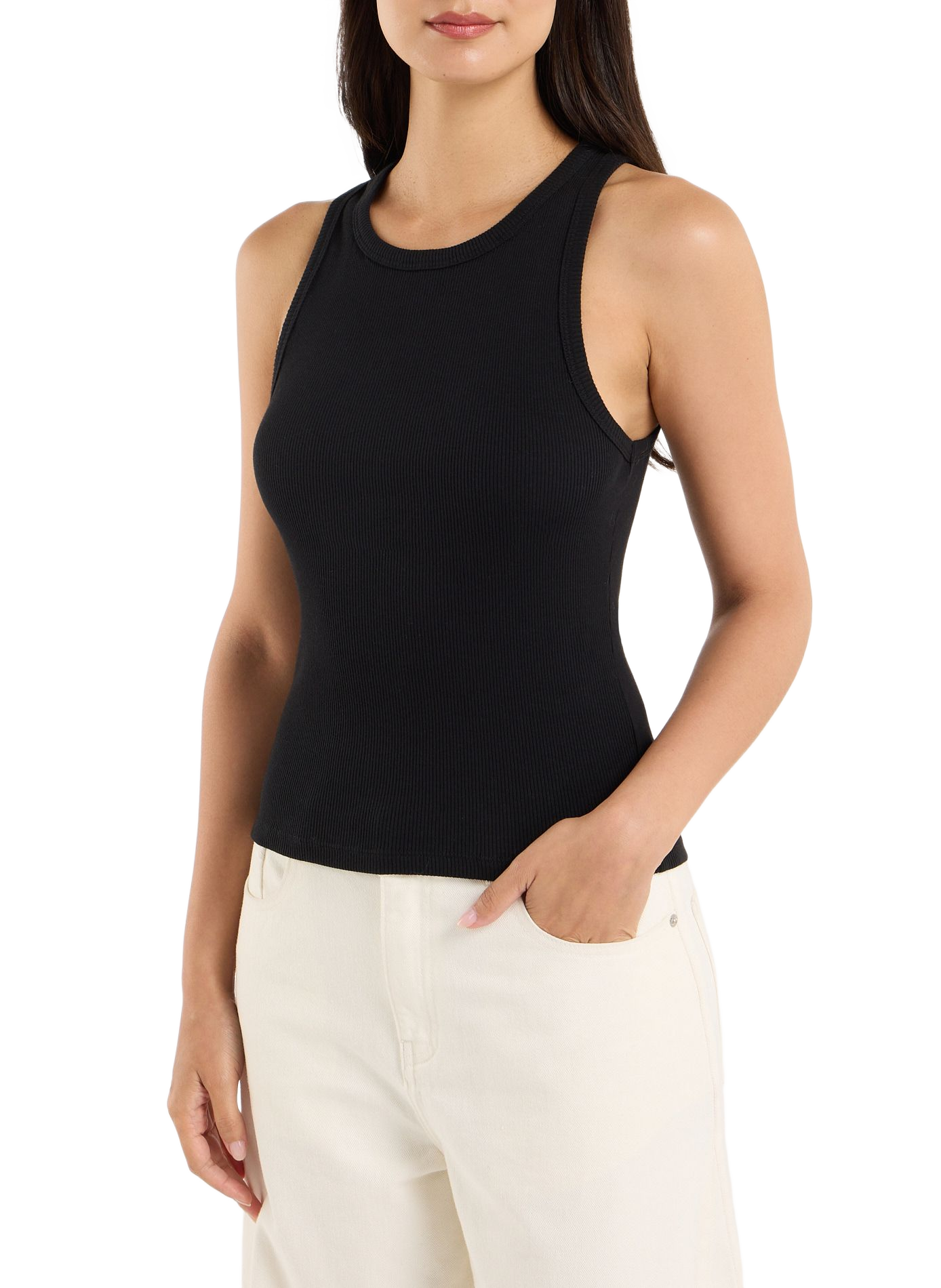 Cotton tank top SAISON 1865 Black