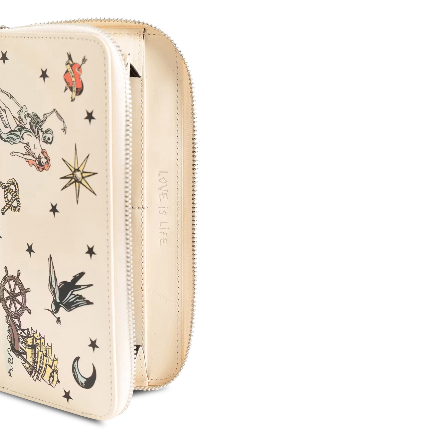 Portefeuille en cuir imprimé compagnon ZADIG&VOLTAIRE Blanc