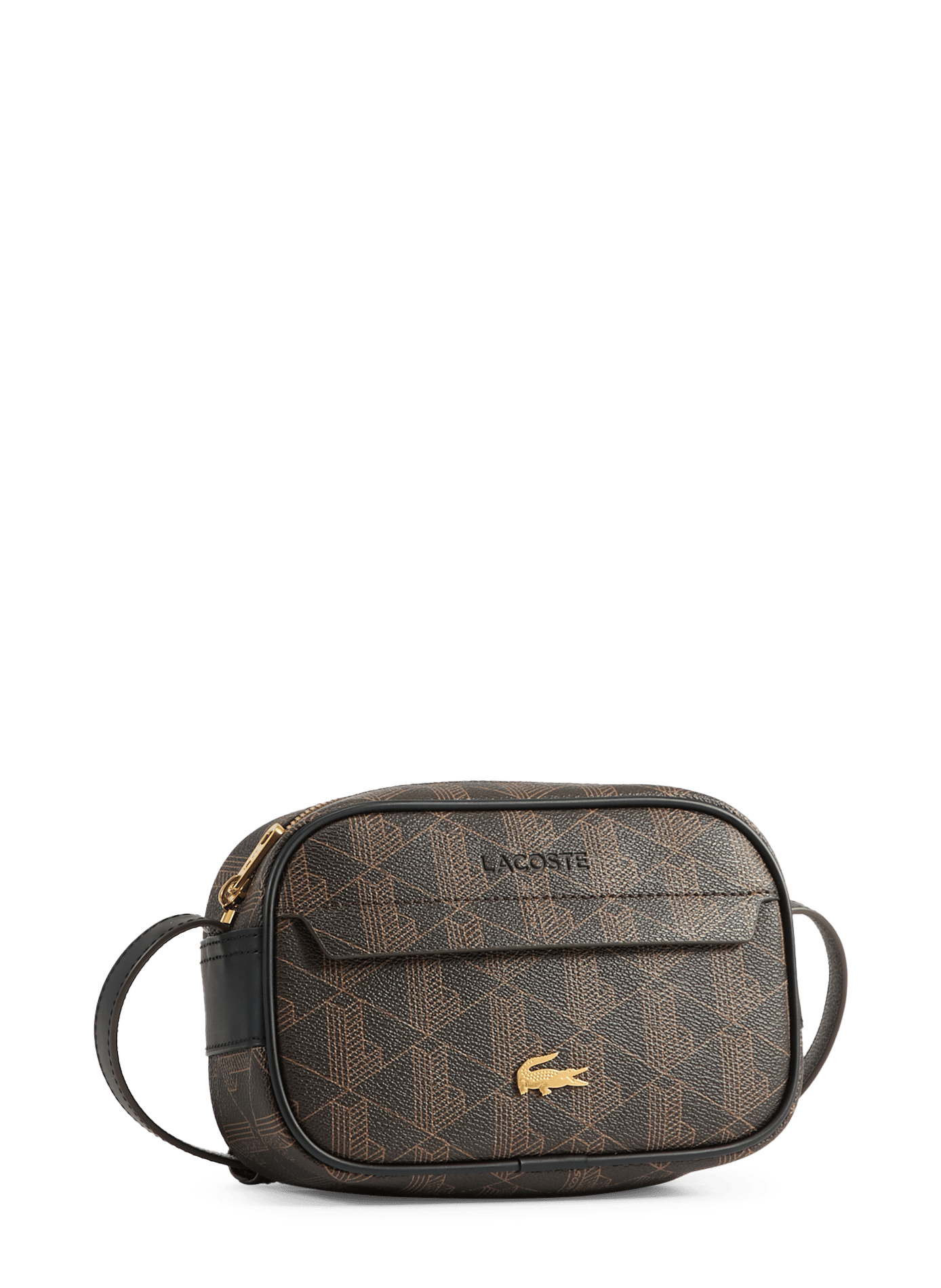 Monogrammed reporter shoulder bag LACOSTE Brown