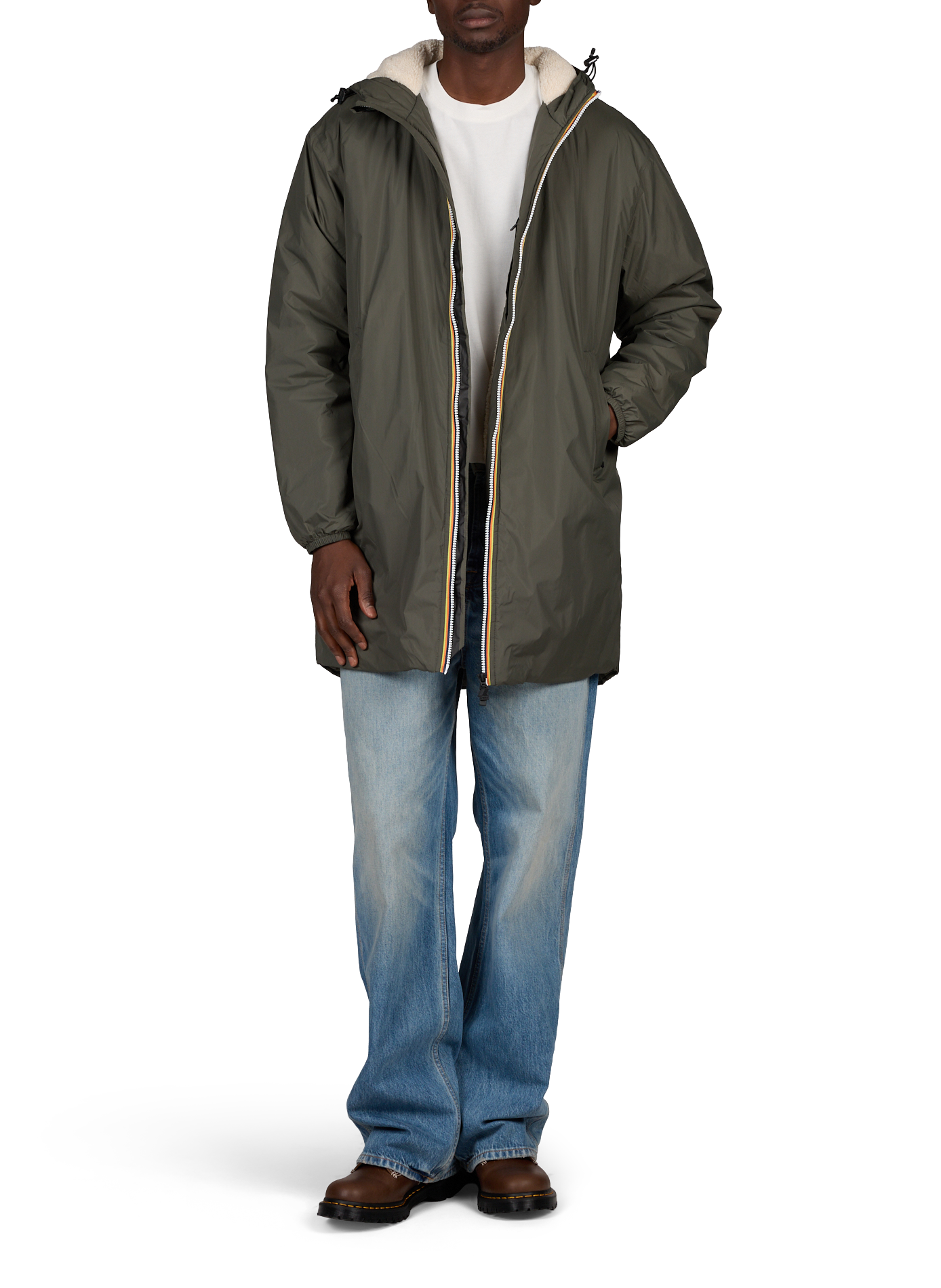 Mid-length hooded jacket K-WAY Green
