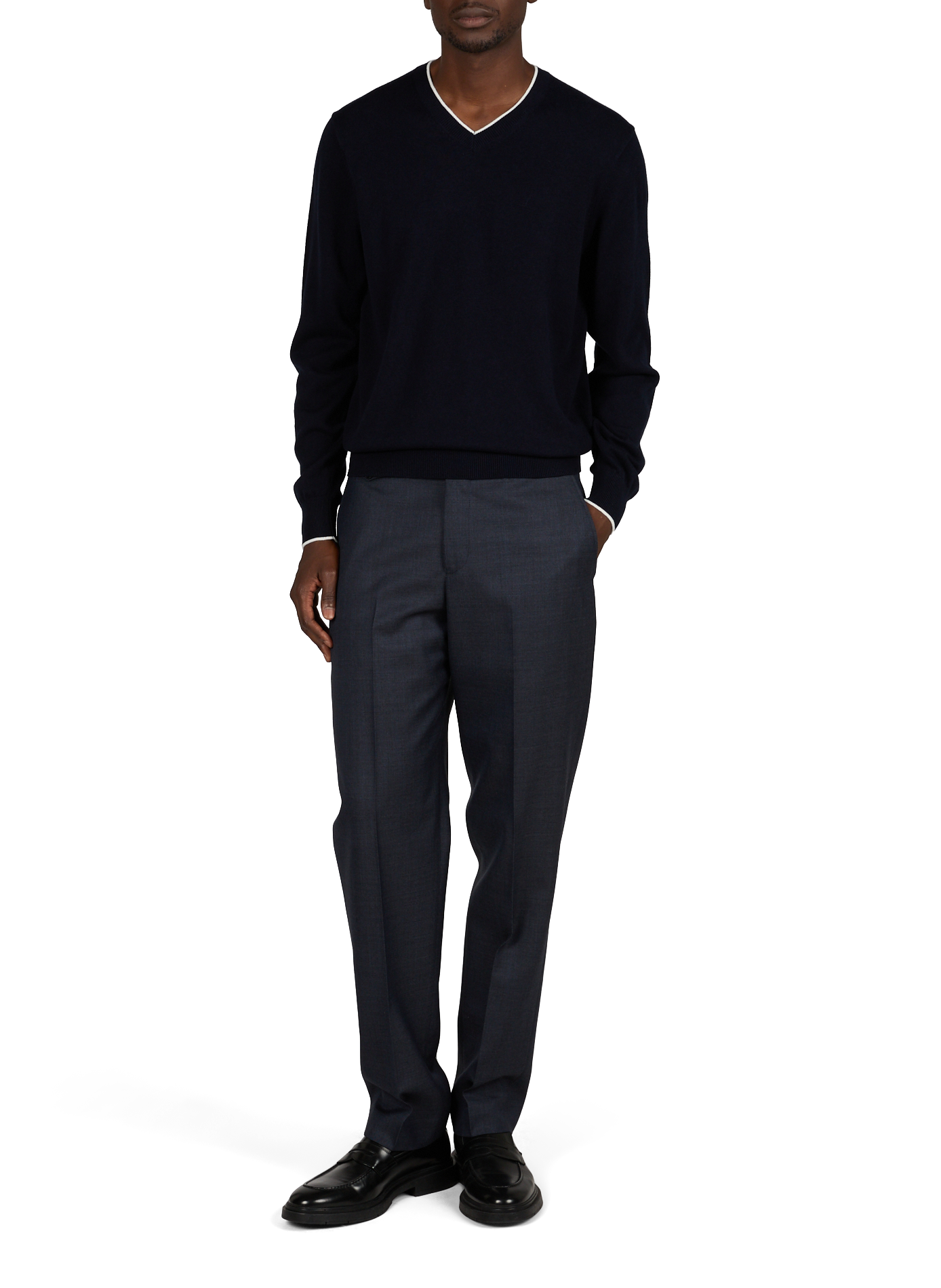V-Ausschnitt-Pullover aus Baumwollmischung VAN LAACK Blau