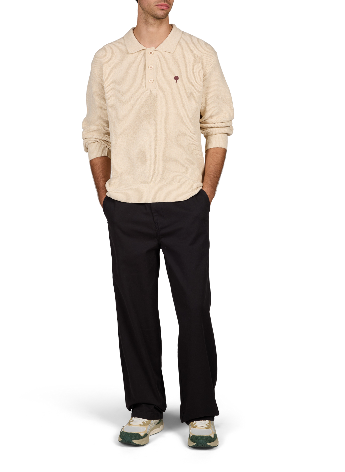 Straight-fit polo-neck jumper FAGUO Beige