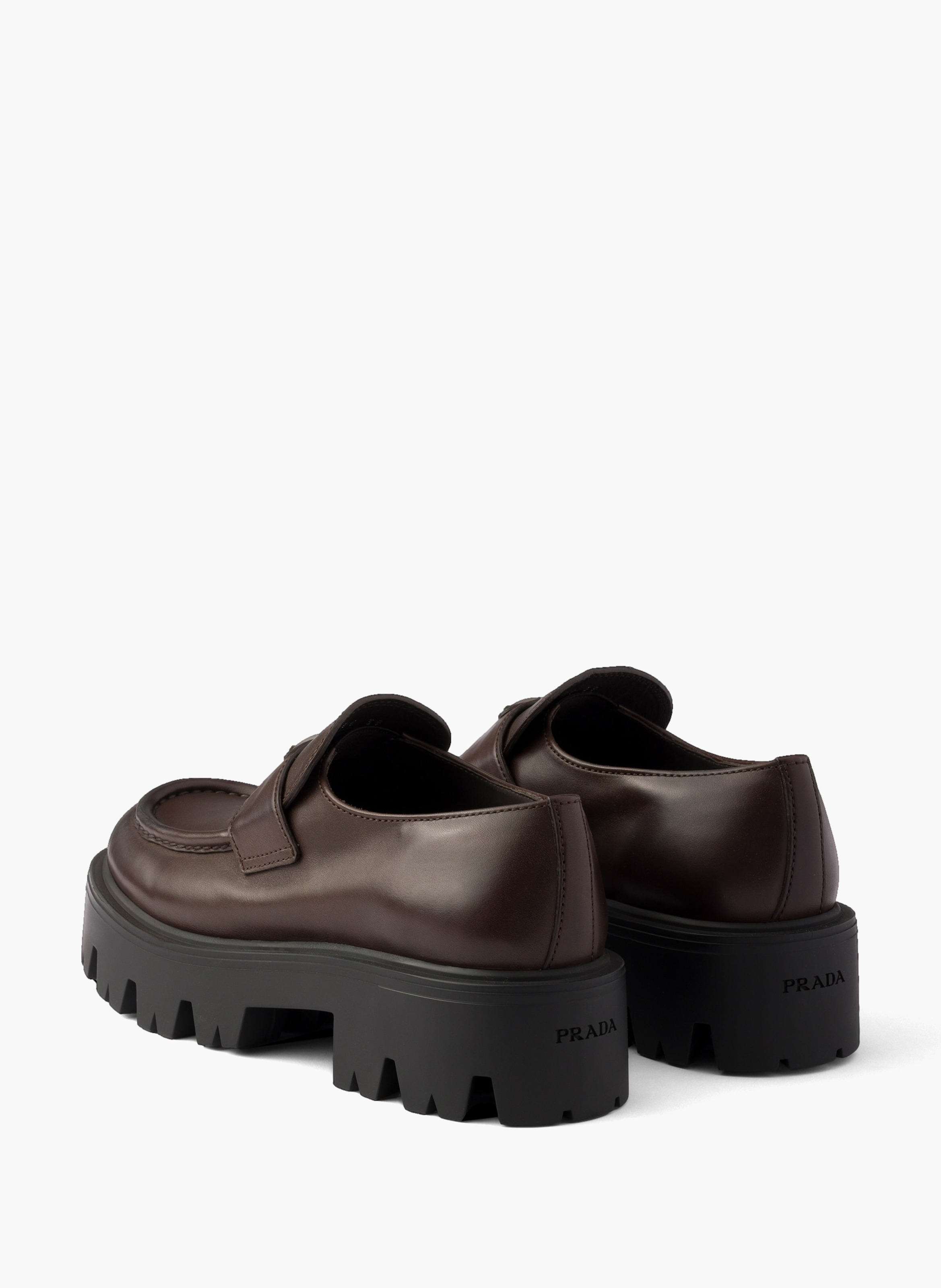 Mocassins en cuir PRADA Marron