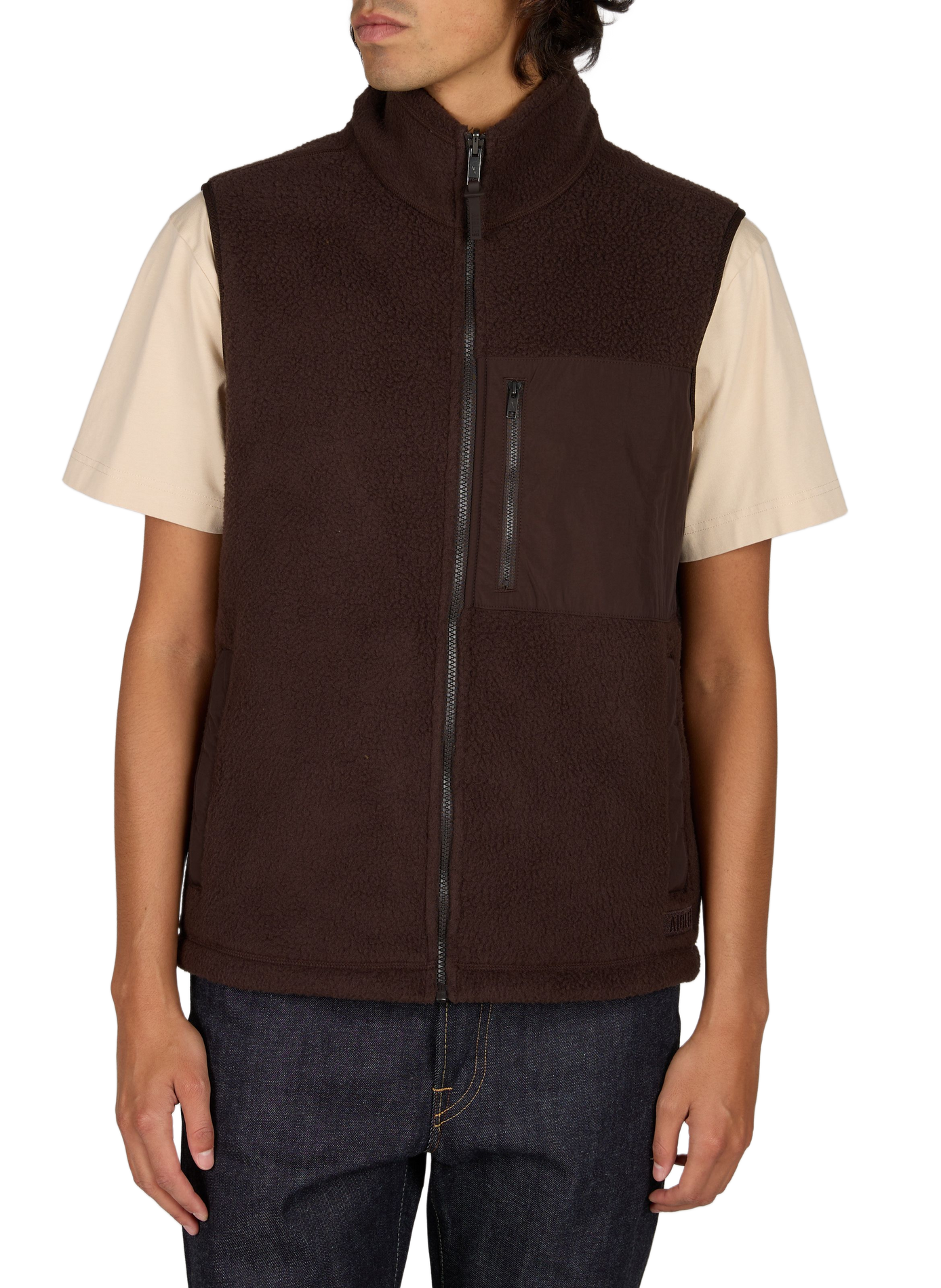 Gilet col montant droit uni AIGLE Marron