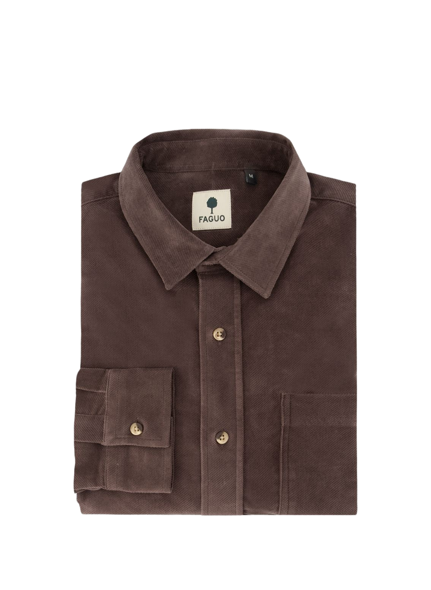 Chemise droite en velours unie FAGUO Marron