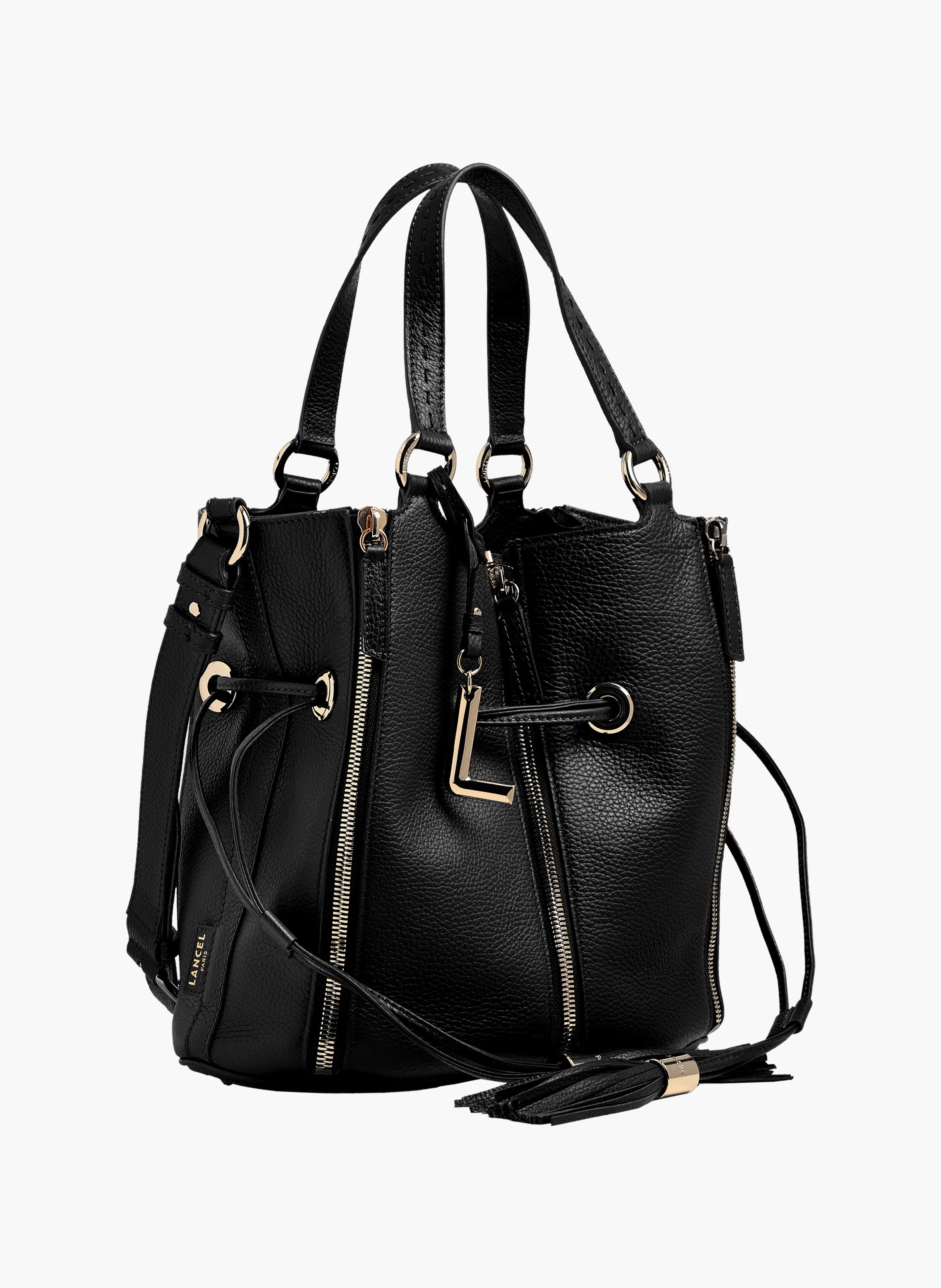 Sac seau premier flirt de lancel en animation 150y multizip : cuirs de vachette graine & suede LANCEL Noir