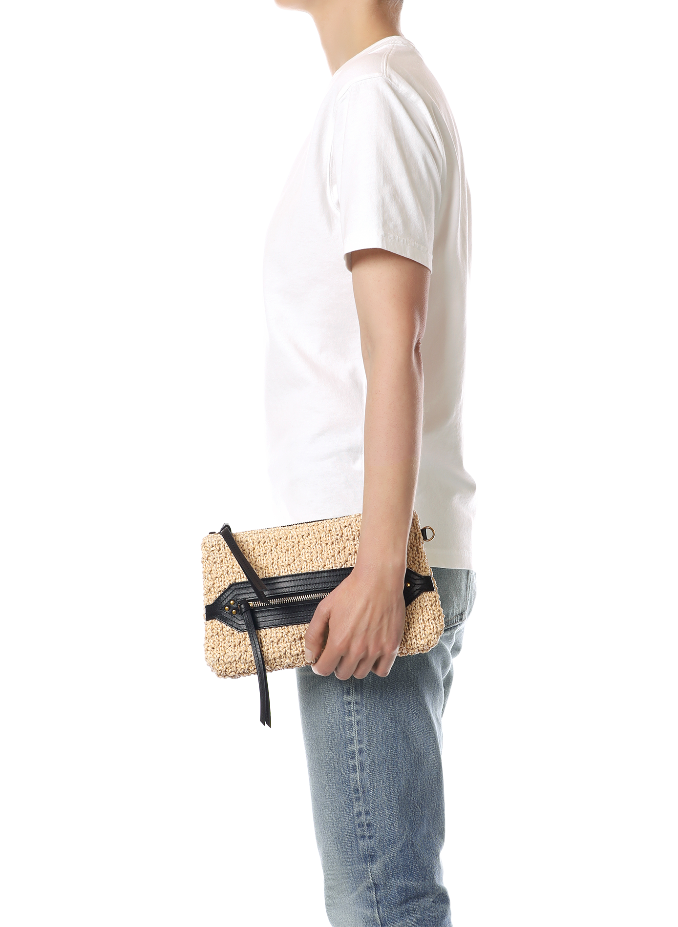 Lucky Clutch aus Raffia und Leder JÉRÔME DREYFUSS Beige