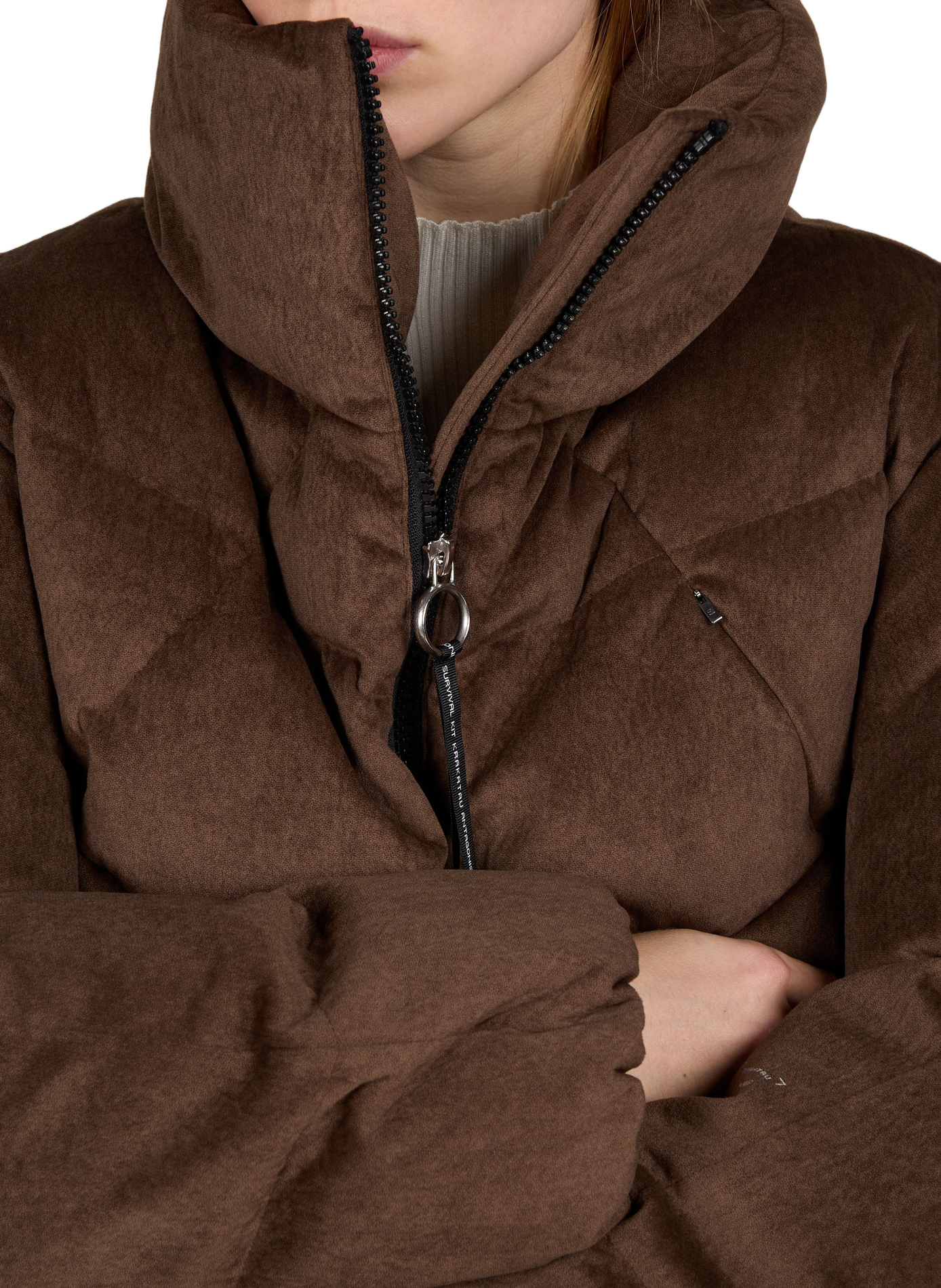 Oversized NEBULA velvet puffer jacket KRAKATAU Beige