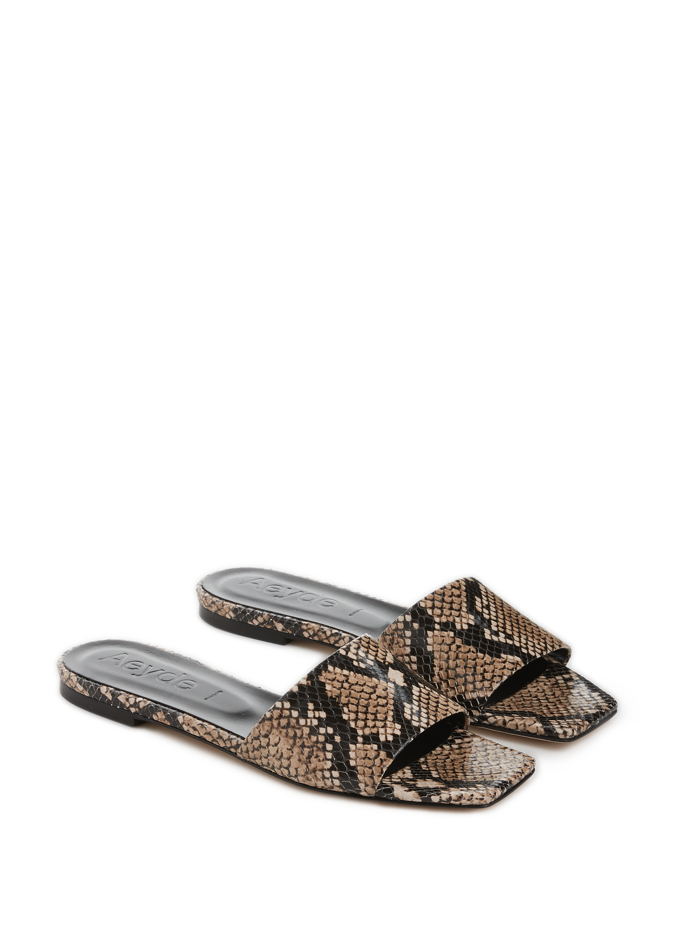 Mules en cuir nappa embossé python