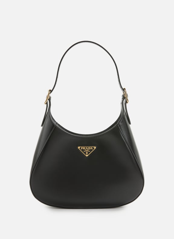 Prada black leather hobo bag hotsell
