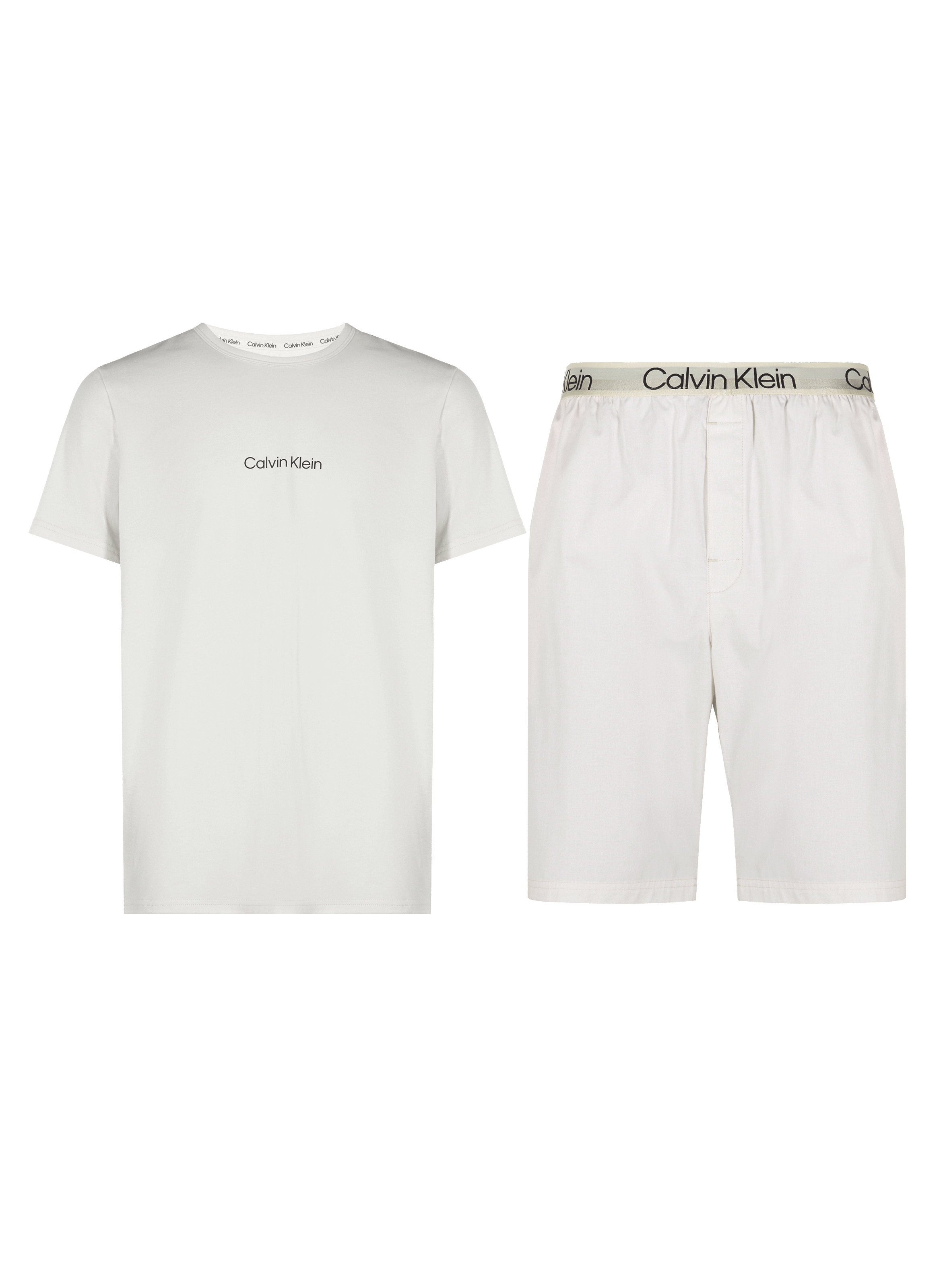 CALVIN KLEIN Ensemble de pyjama en coton et polyester recyclé mélangé Gris