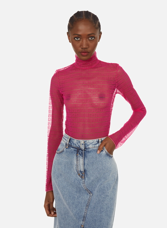 GIVENCHY Transparent monogrammed bodysuit Pink