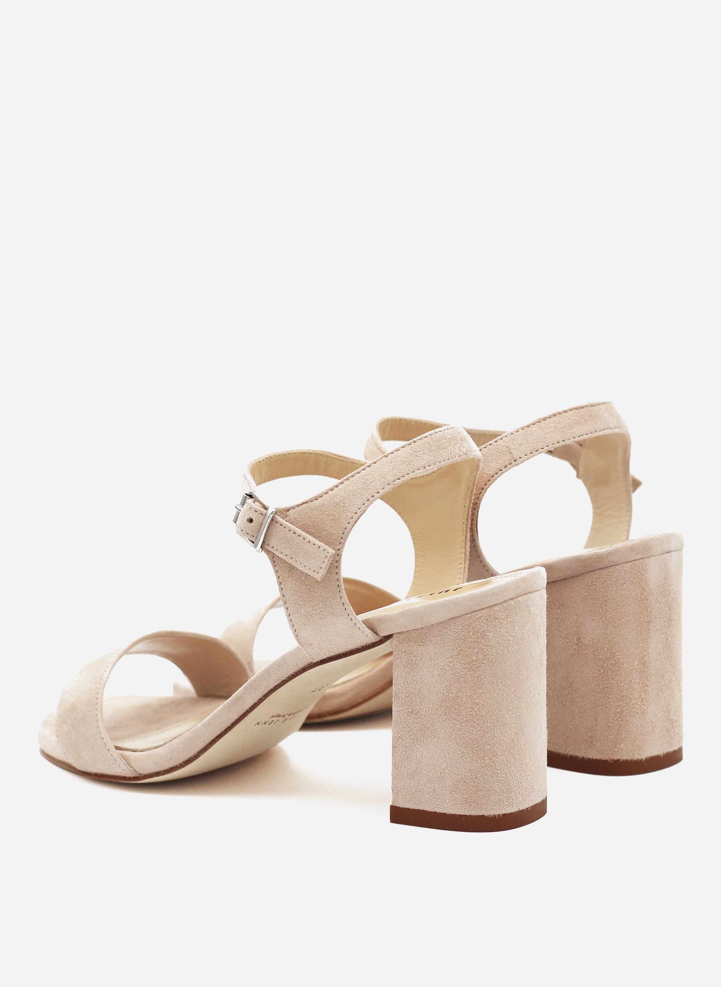 Sandales à talon cuir daim Beige