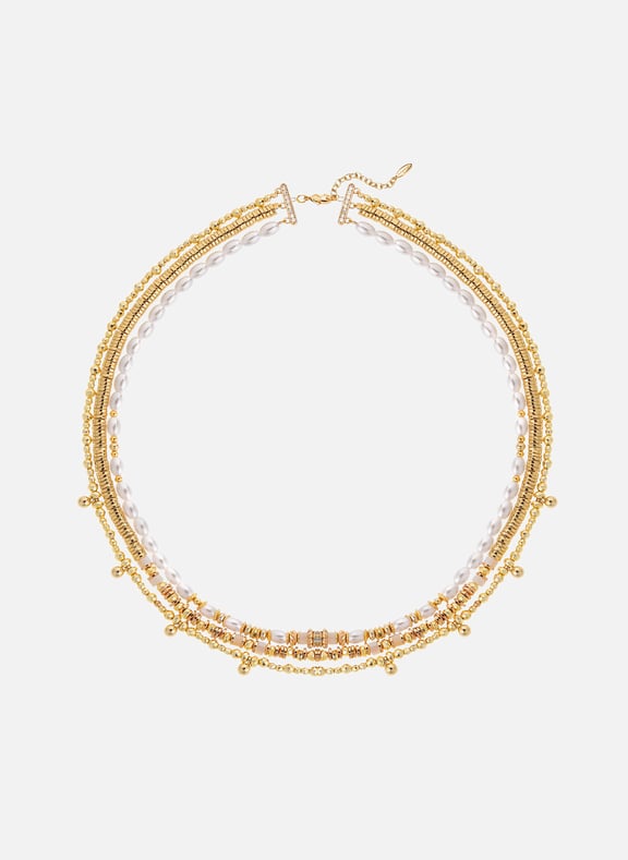 Collier multirang avec perles et sequins trion Doré by HIPANEMA HIPANEMA Collier multirang avec perles et sequins trion Doré
