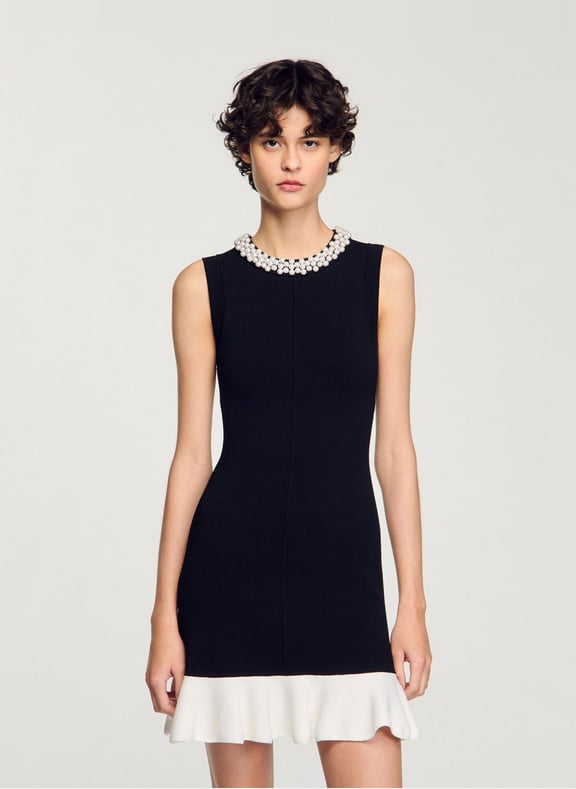 Robe courte sans manches en maille Noir by SANDRO SANDRO Robe courte sans manches en maille Noir