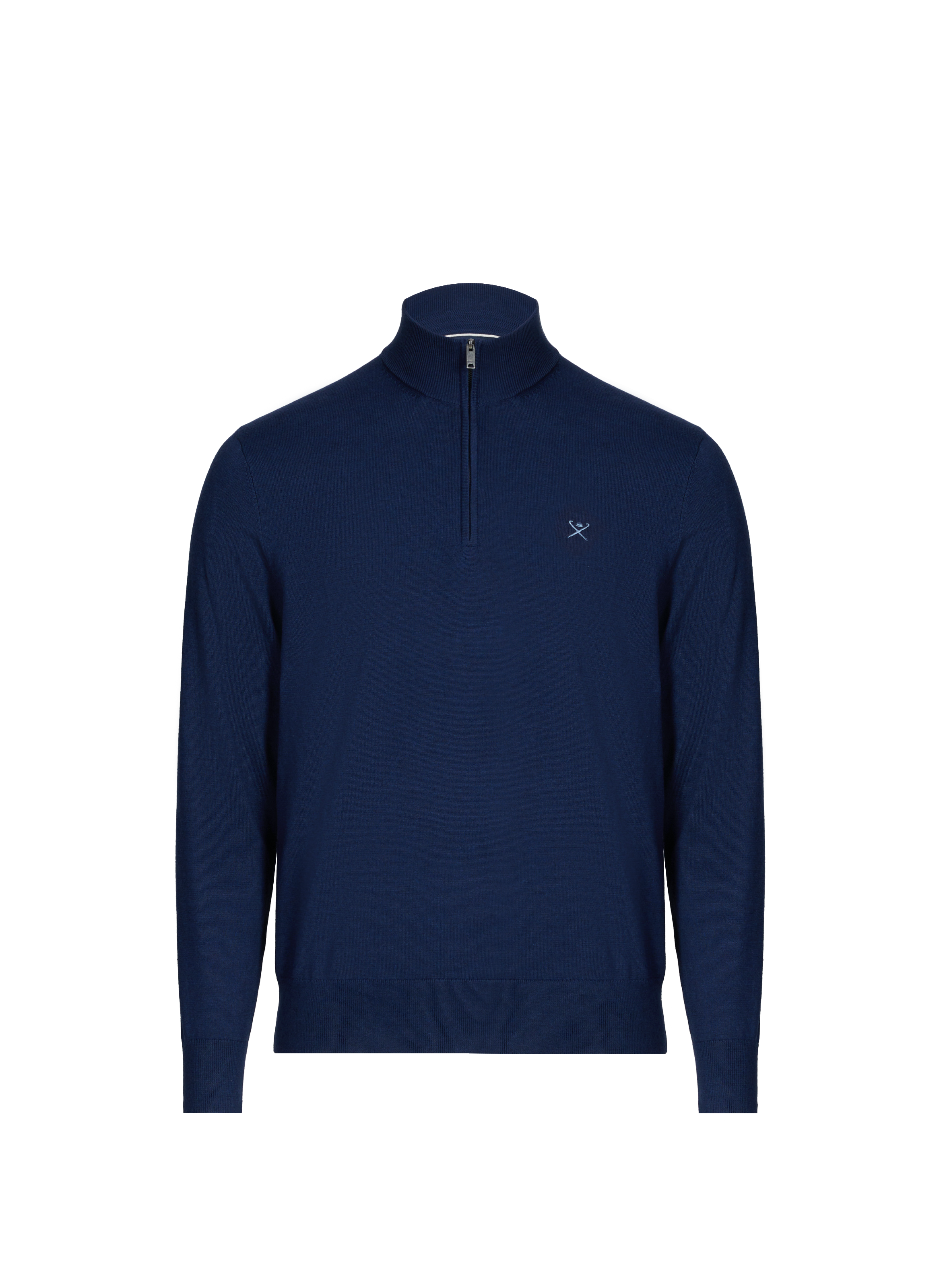 Cotton and silk zip-up sweater  Ink blue