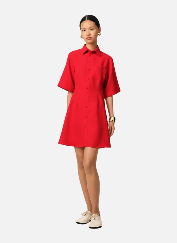 Robe chemise manches courtes Rouge by AMI PARIS AMI PARIS Robe chemise manches courtes Rouge