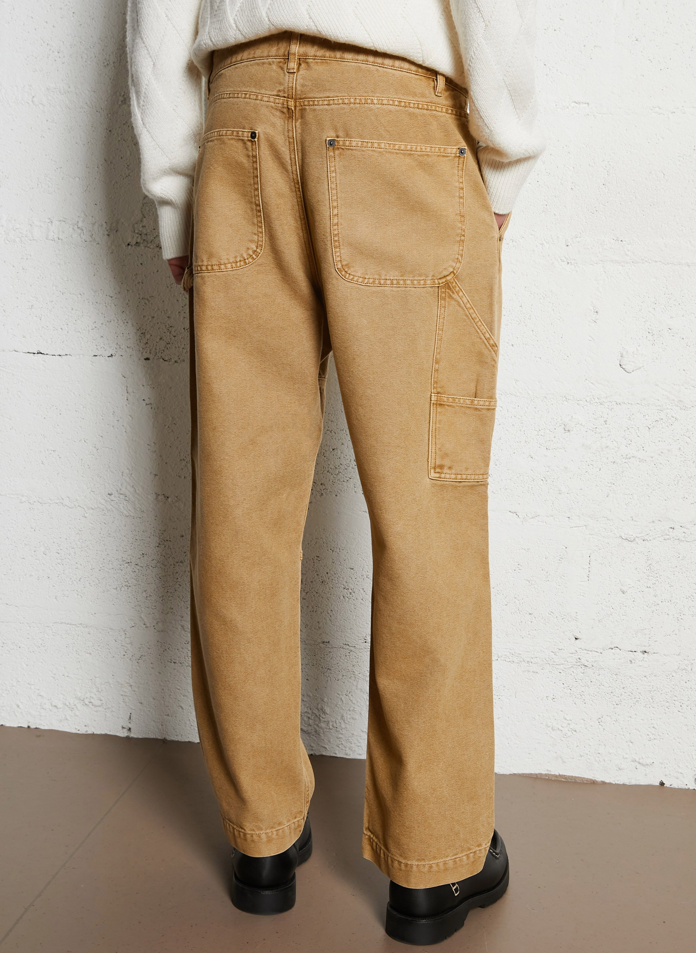 Jean délavé en toile esprit charpentier IKKS Beige