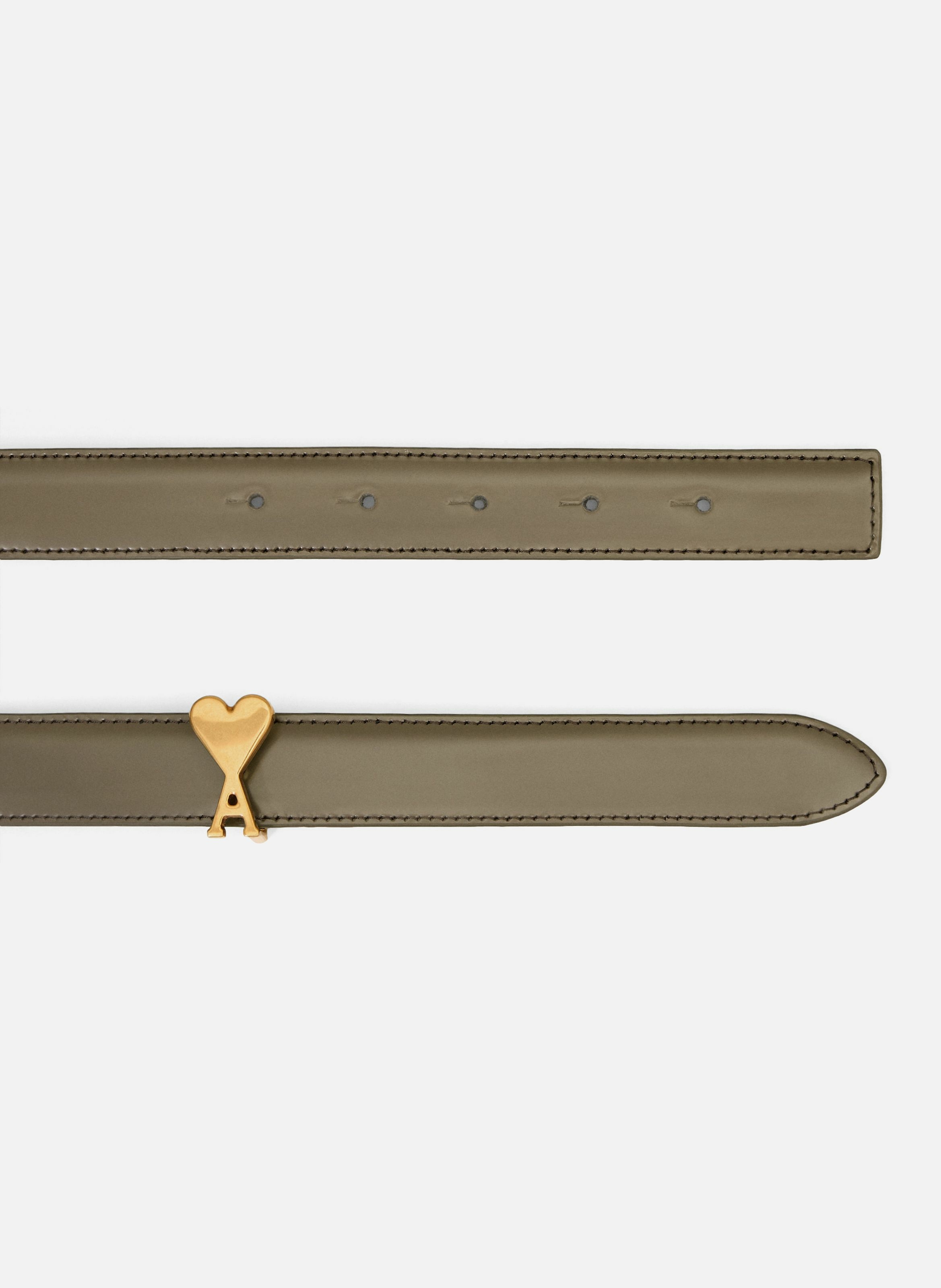 Ceinture boucle ami de coeur 25mm en cuir glacé unisexe AMI PARIS Gris