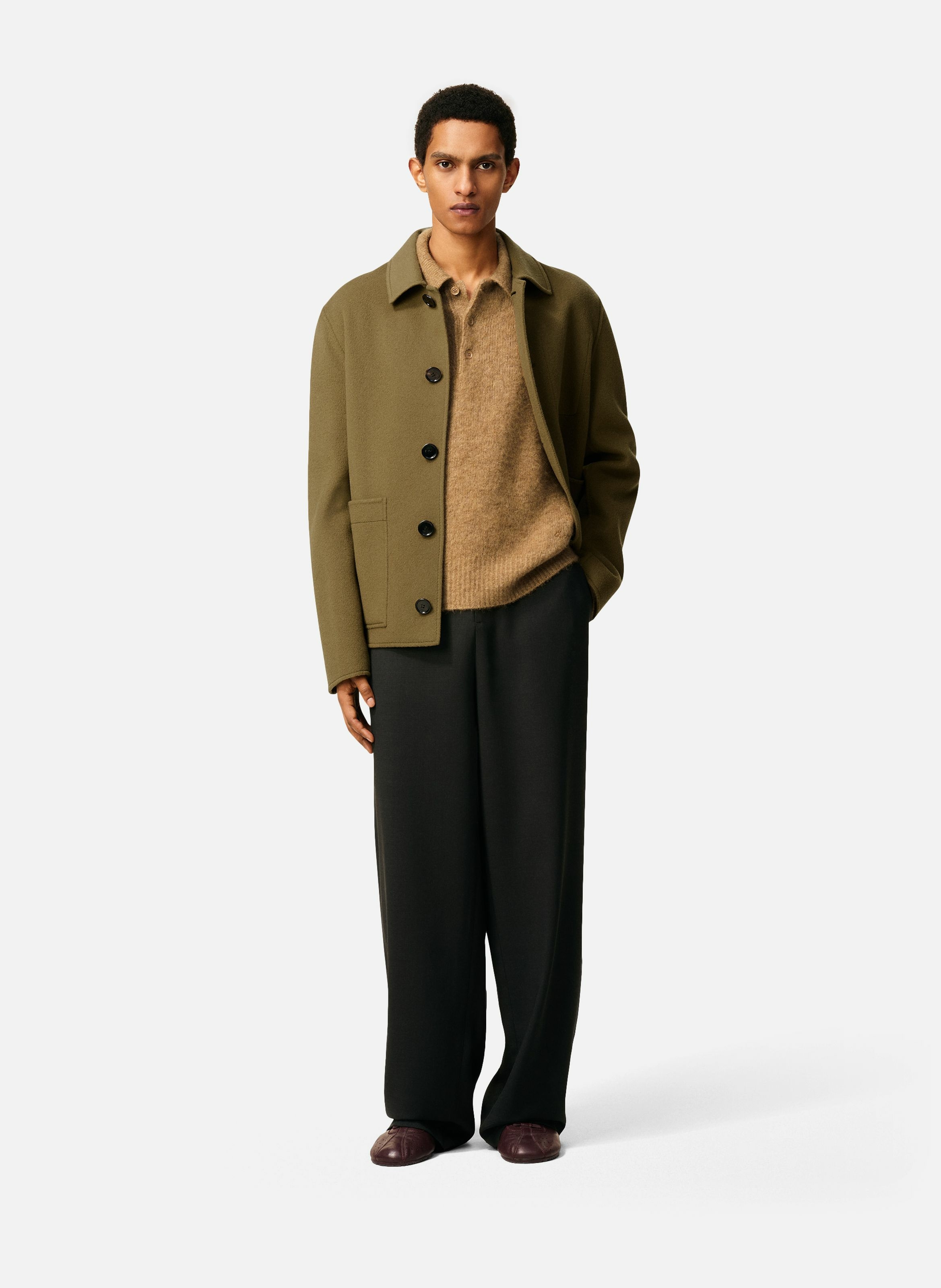 Blouson boule boutonné en laine AMI PARIS Vert