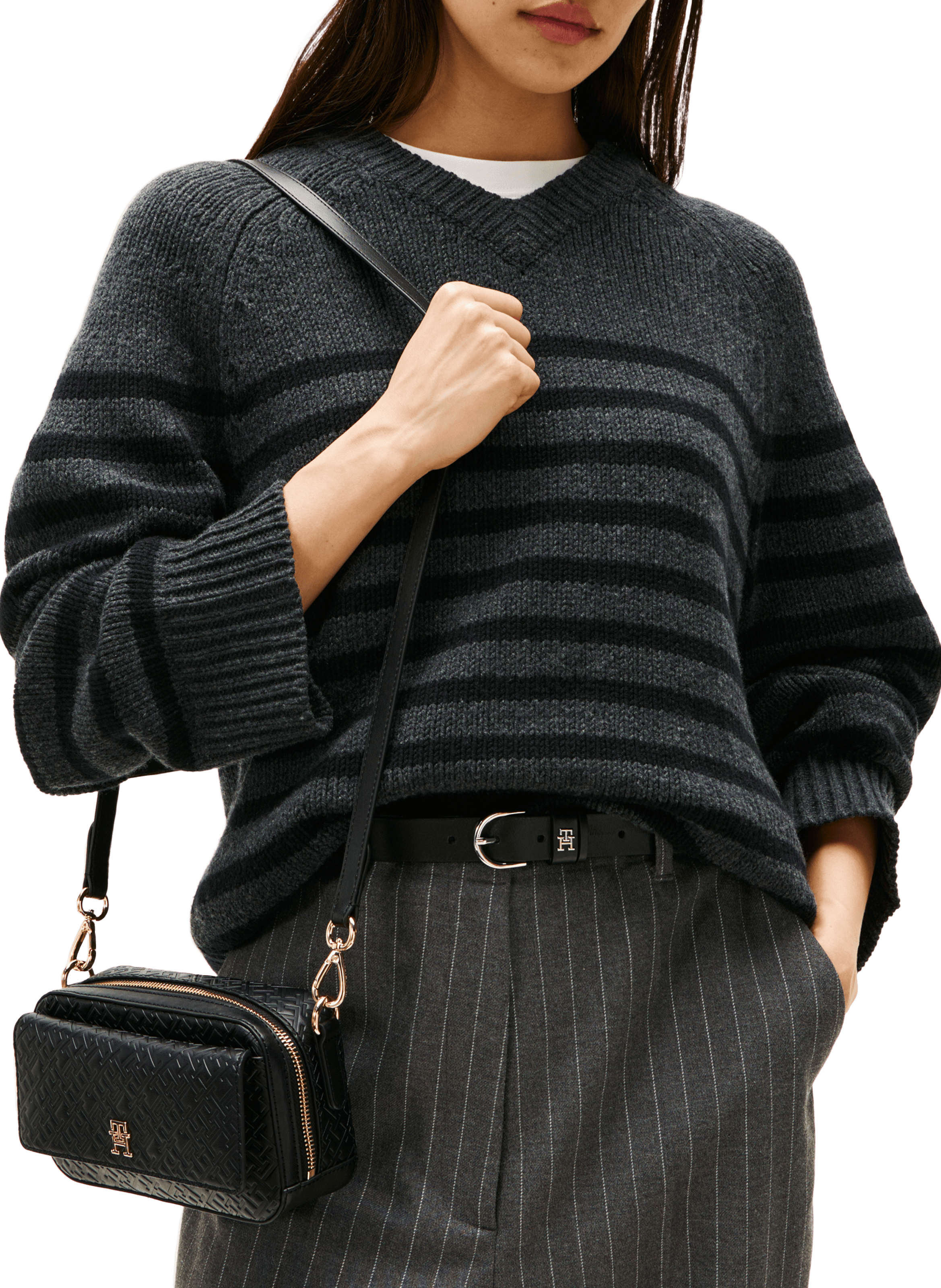 Logo print shoulder bag TOMMY HILFIGER Black