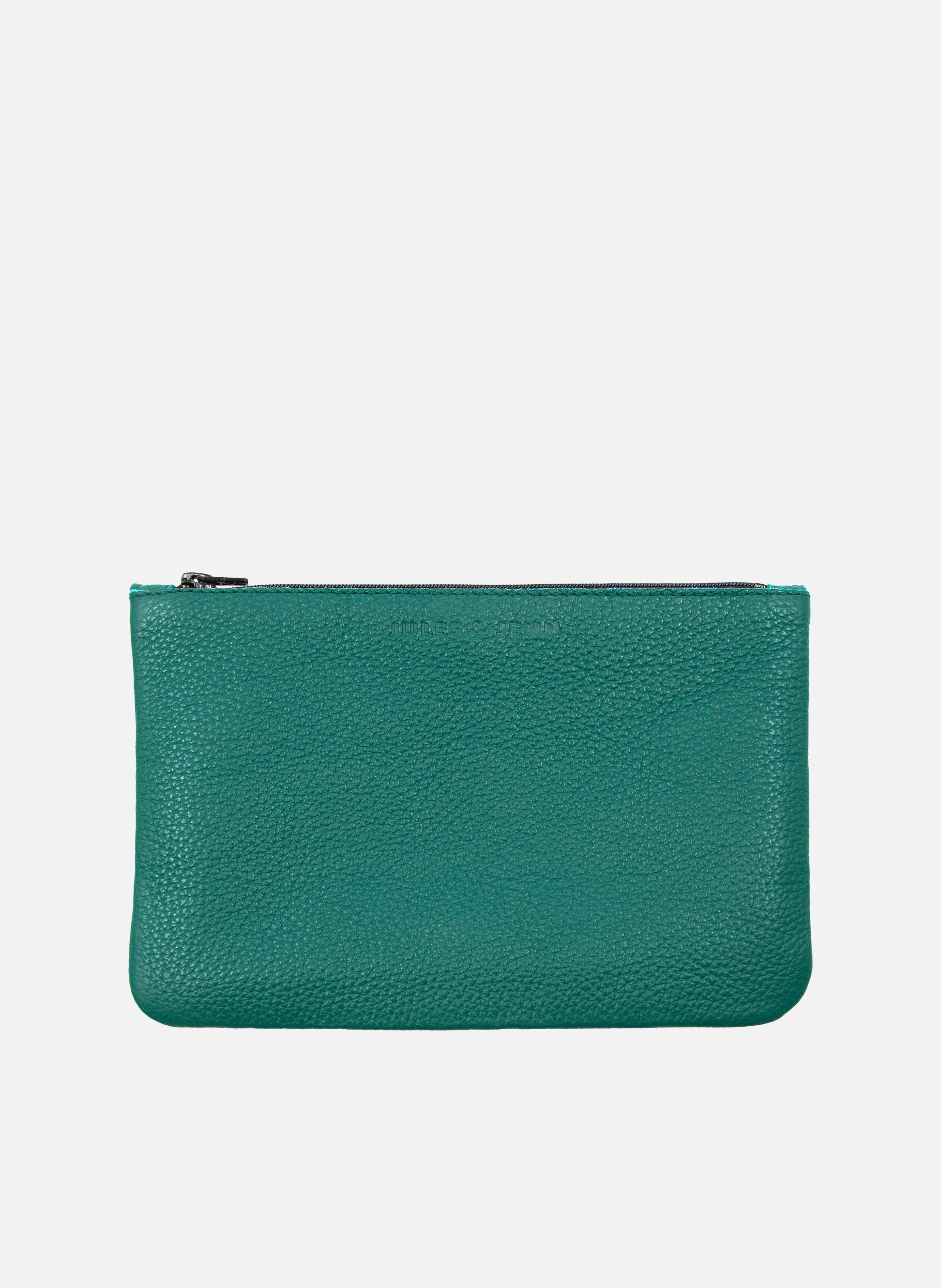 Pochette cuir grainé JULES & JENN Vert