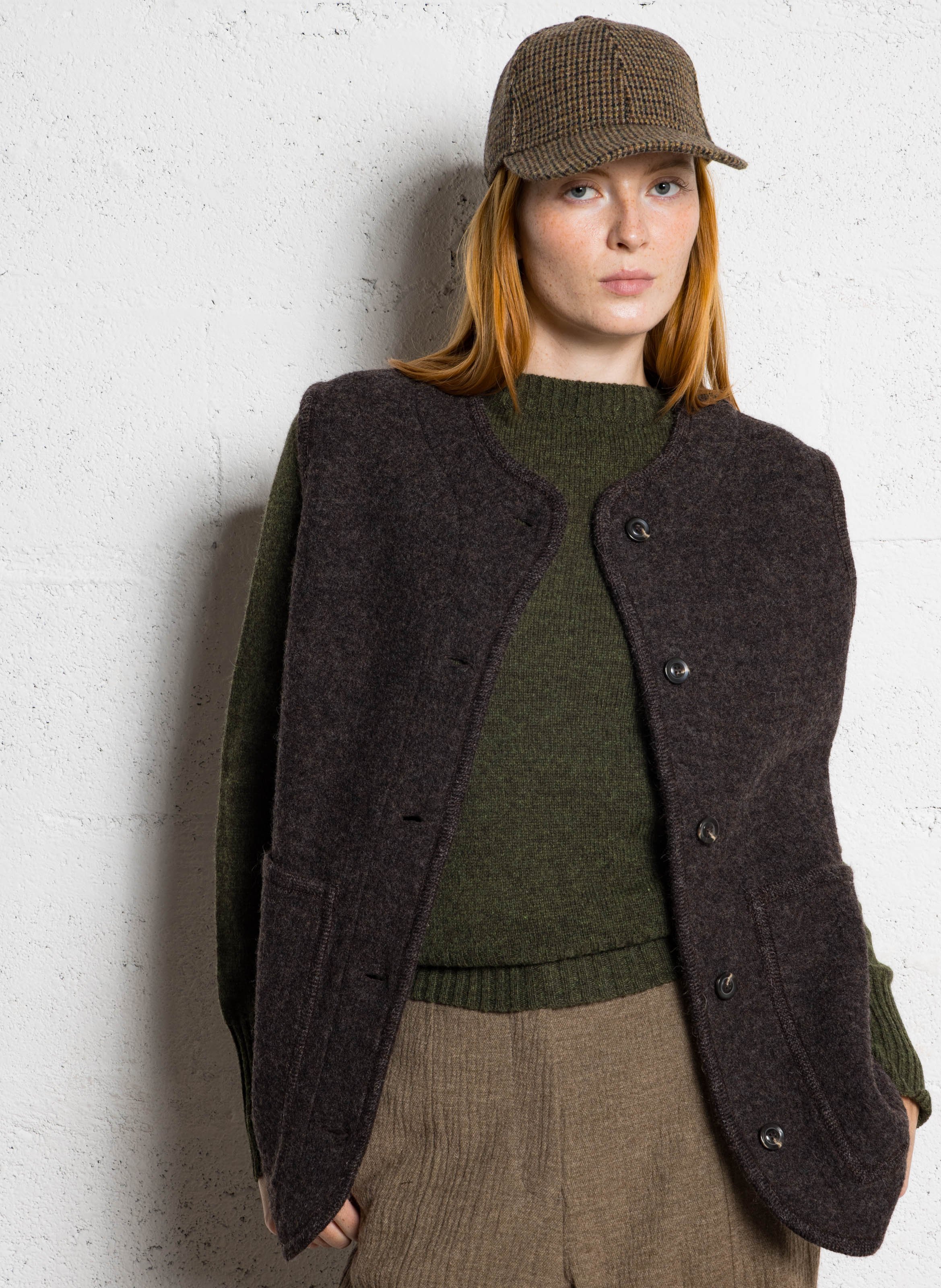 Blouson col rond en laine chicago SOEUR Marron