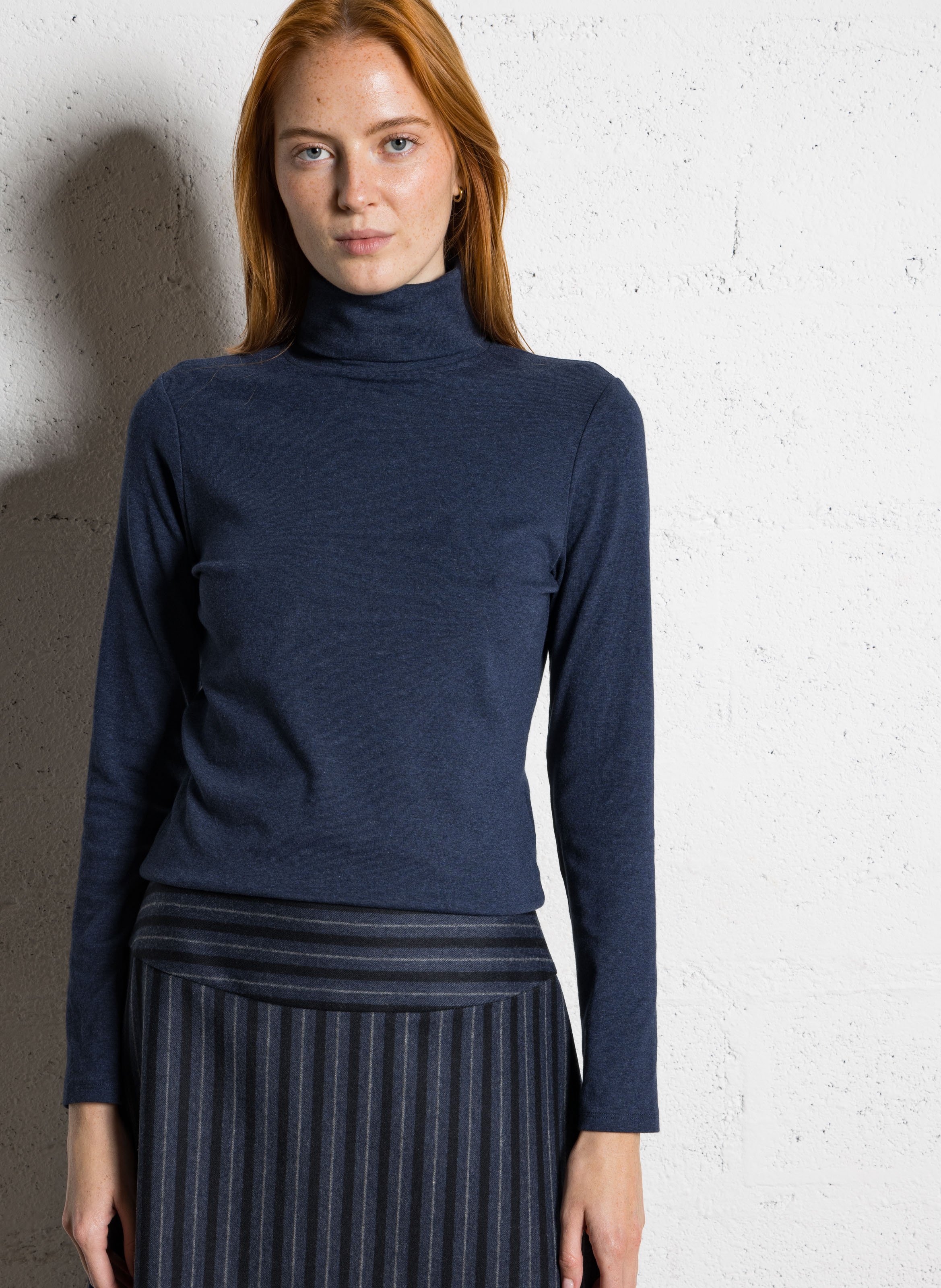 Tee-shirt manches longues fluide à col roulé Ferguie MAISON 123 Bleu