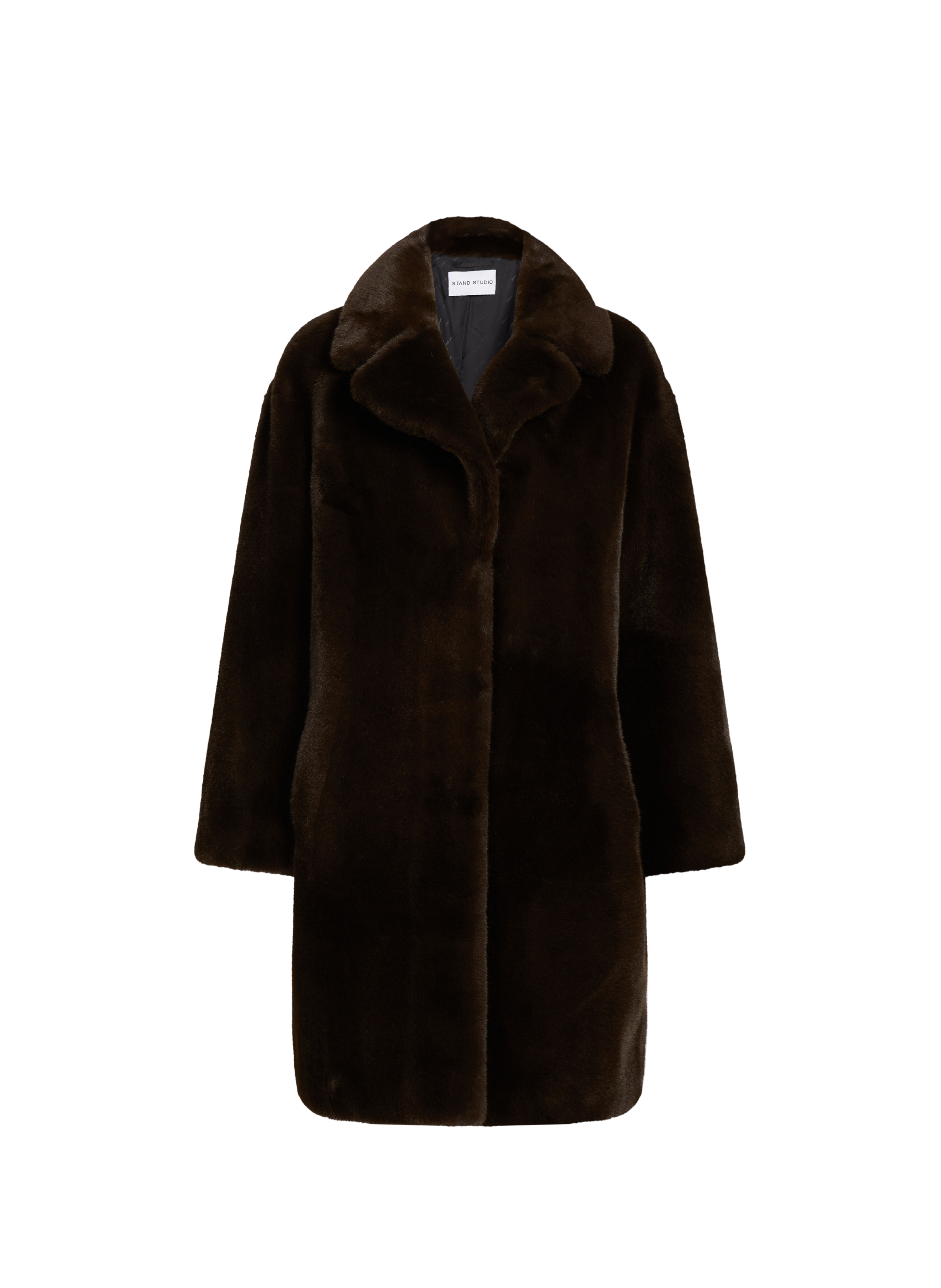 STAND STUDIO Camille Cocoon faux fur coat Brown