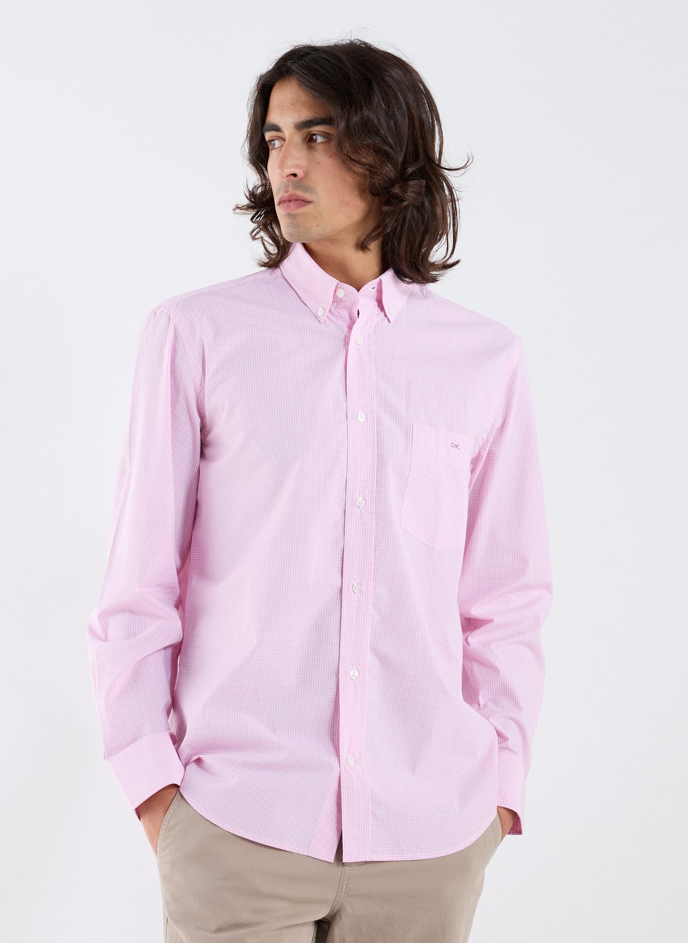EDEN PARK Checked cotton American collar shirt Pink