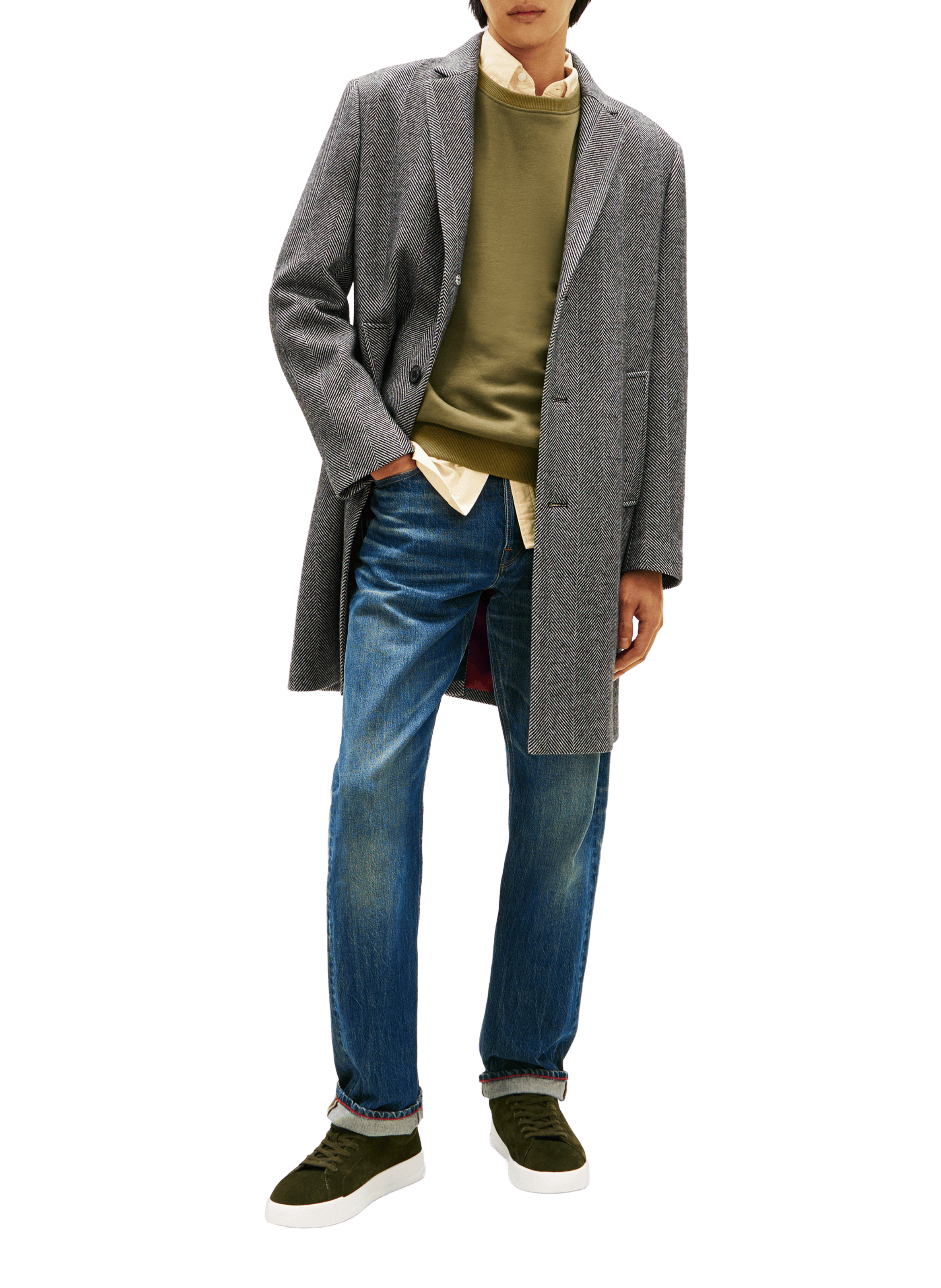 Low-top lace-up suede leather sneakers TOMMY HILFIGER Khaki