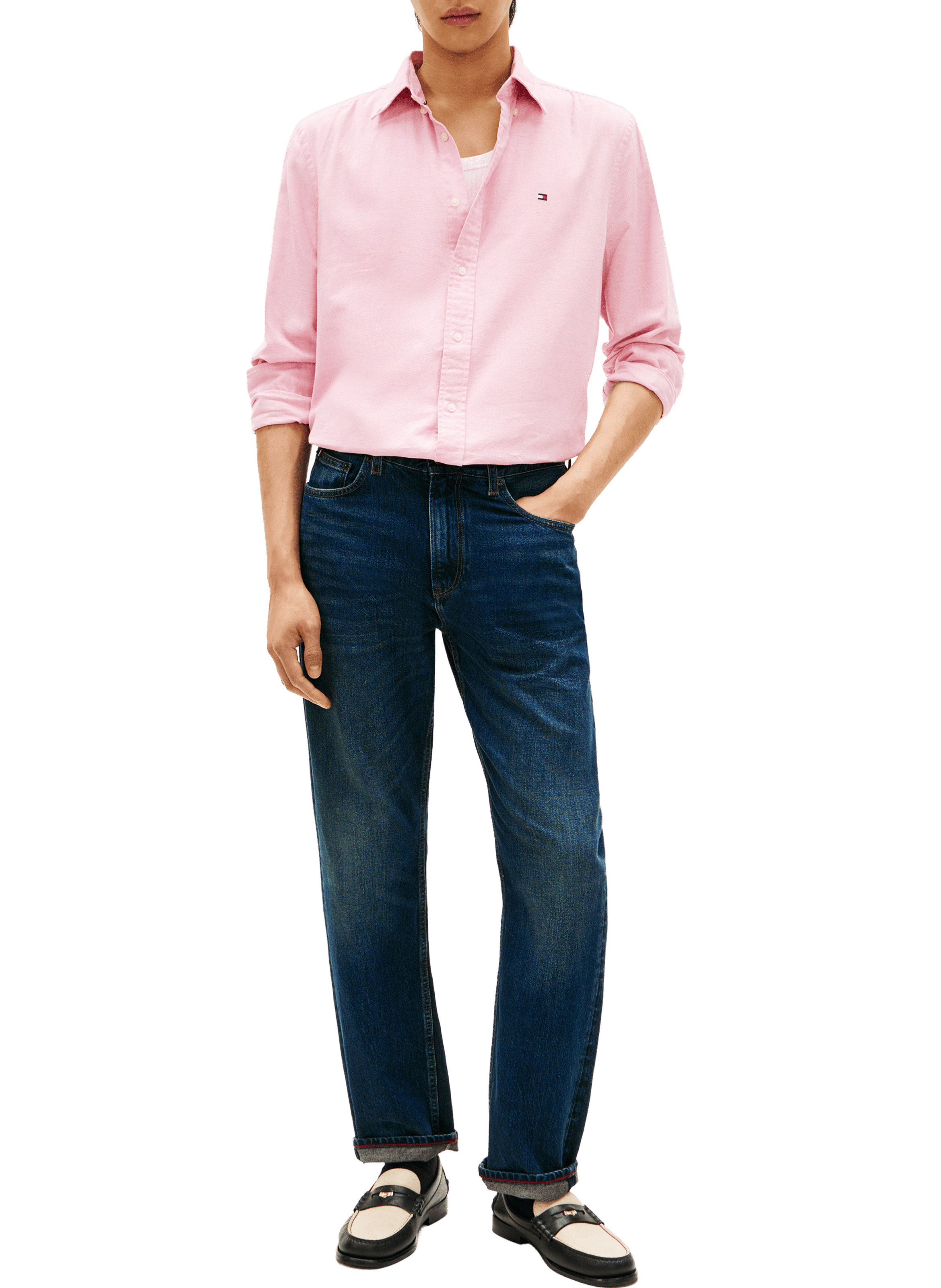 Chemise classique en coton et lin TOMMY HILFIGER Rose