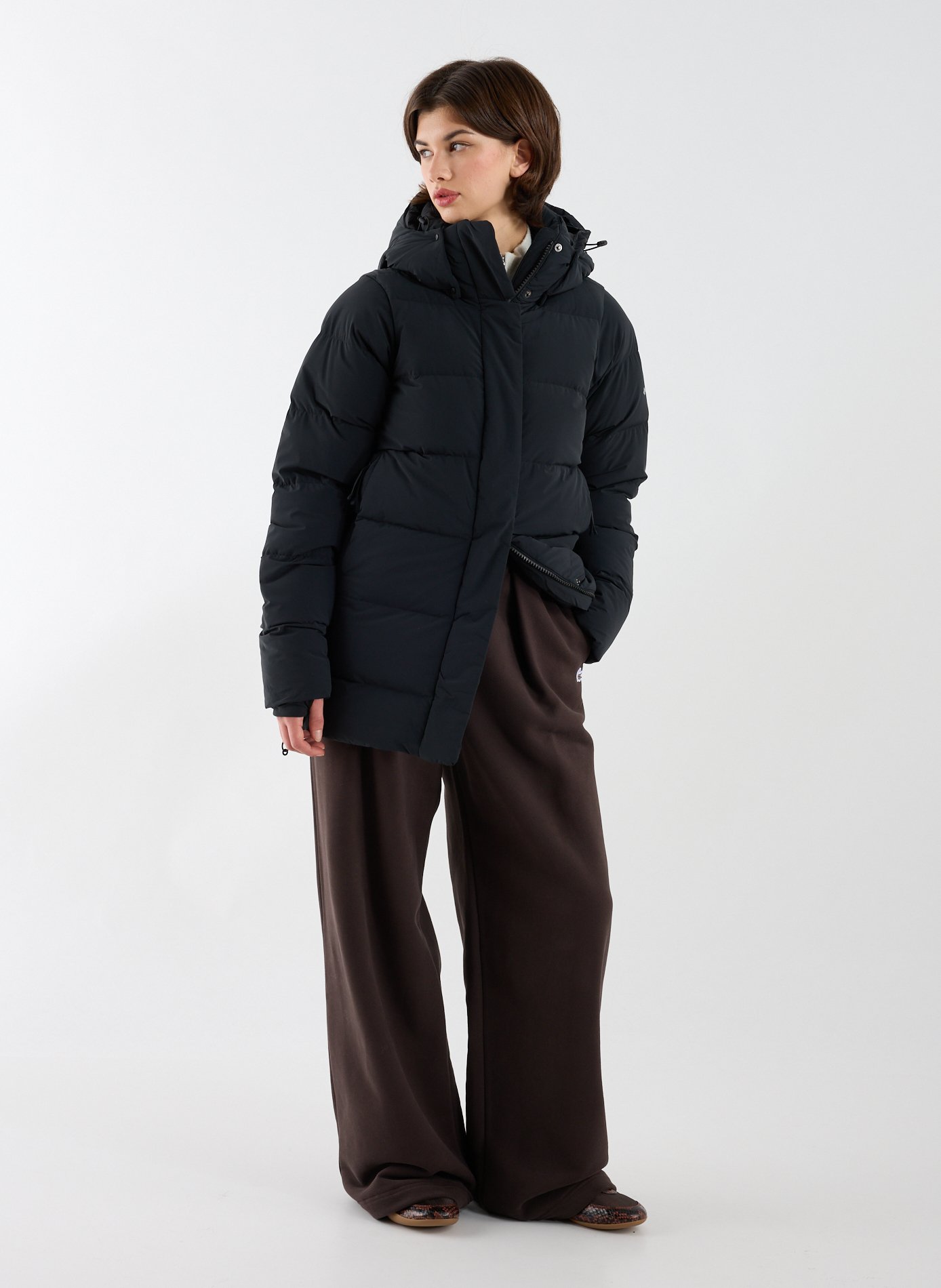 Hooded straight-fit padded jacket COLUMBIA Black