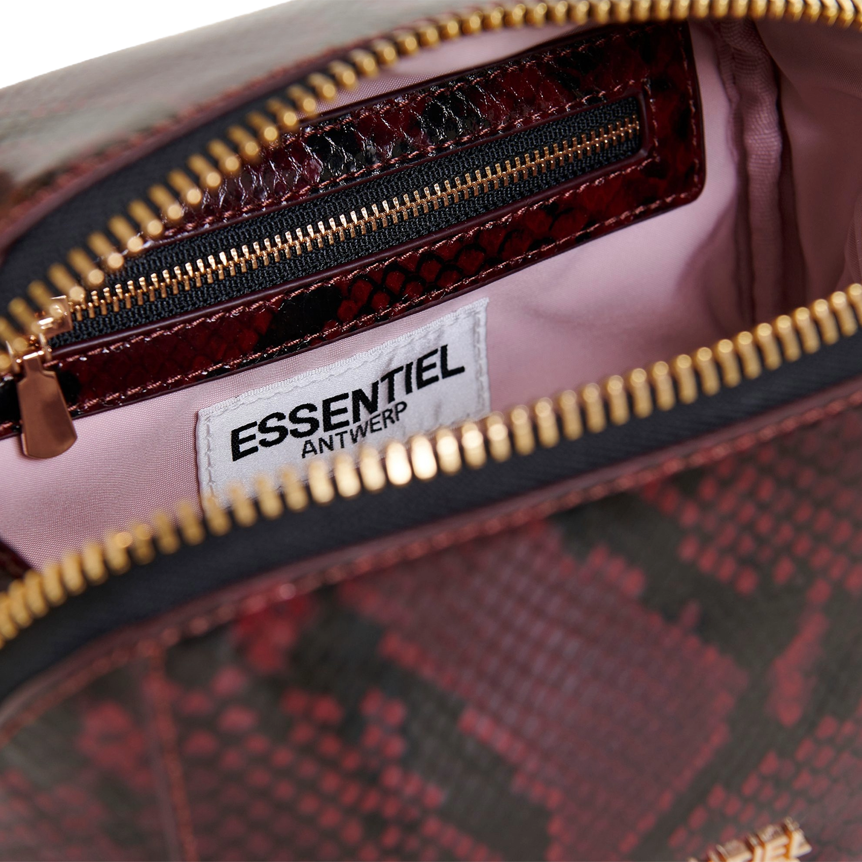 Sac bandoulière en cuir imprimé irona ESSENTIEL ANTWERP Rouge