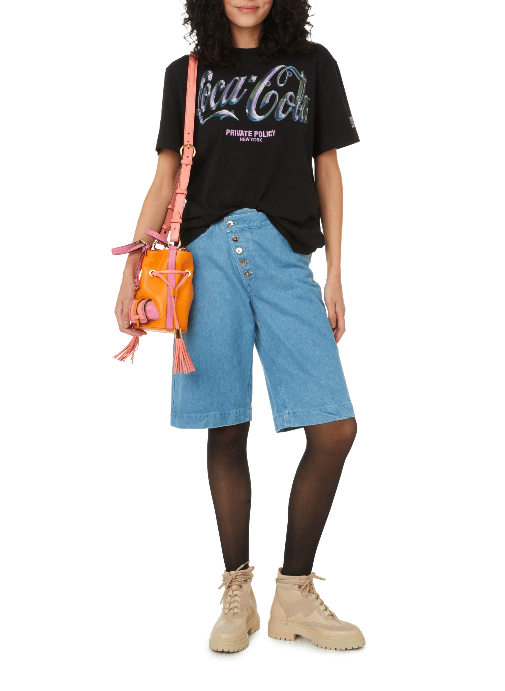 Printed cotton T-shirt PRIVATE POLICY Black