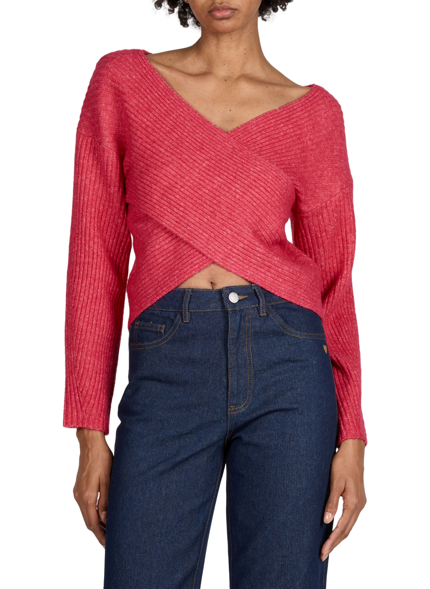 Cross-Front Ribbed Vikaylena Sweater VILA Pink