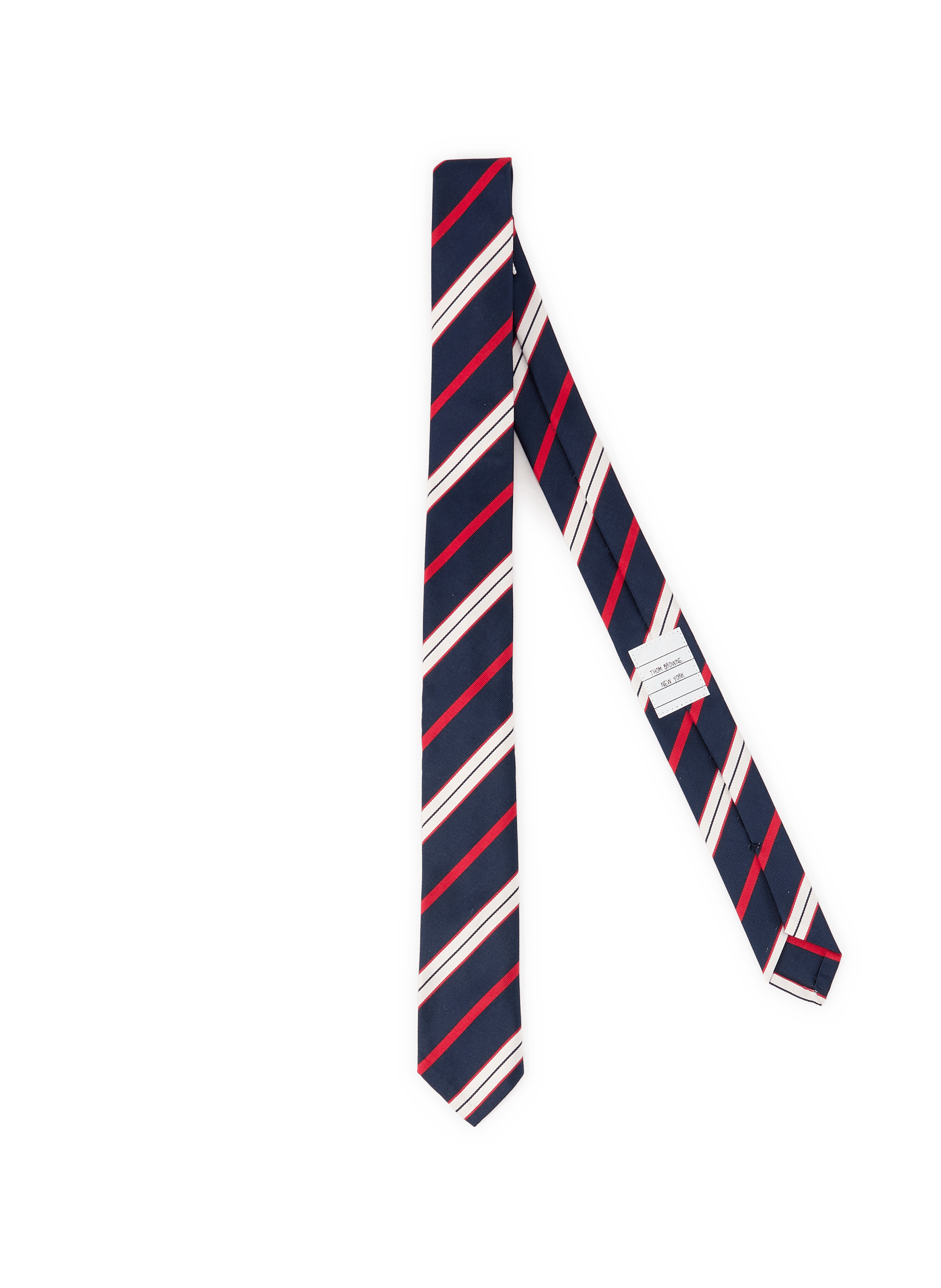 Striped silk and cotton tie THOM BROWNE Multicolour