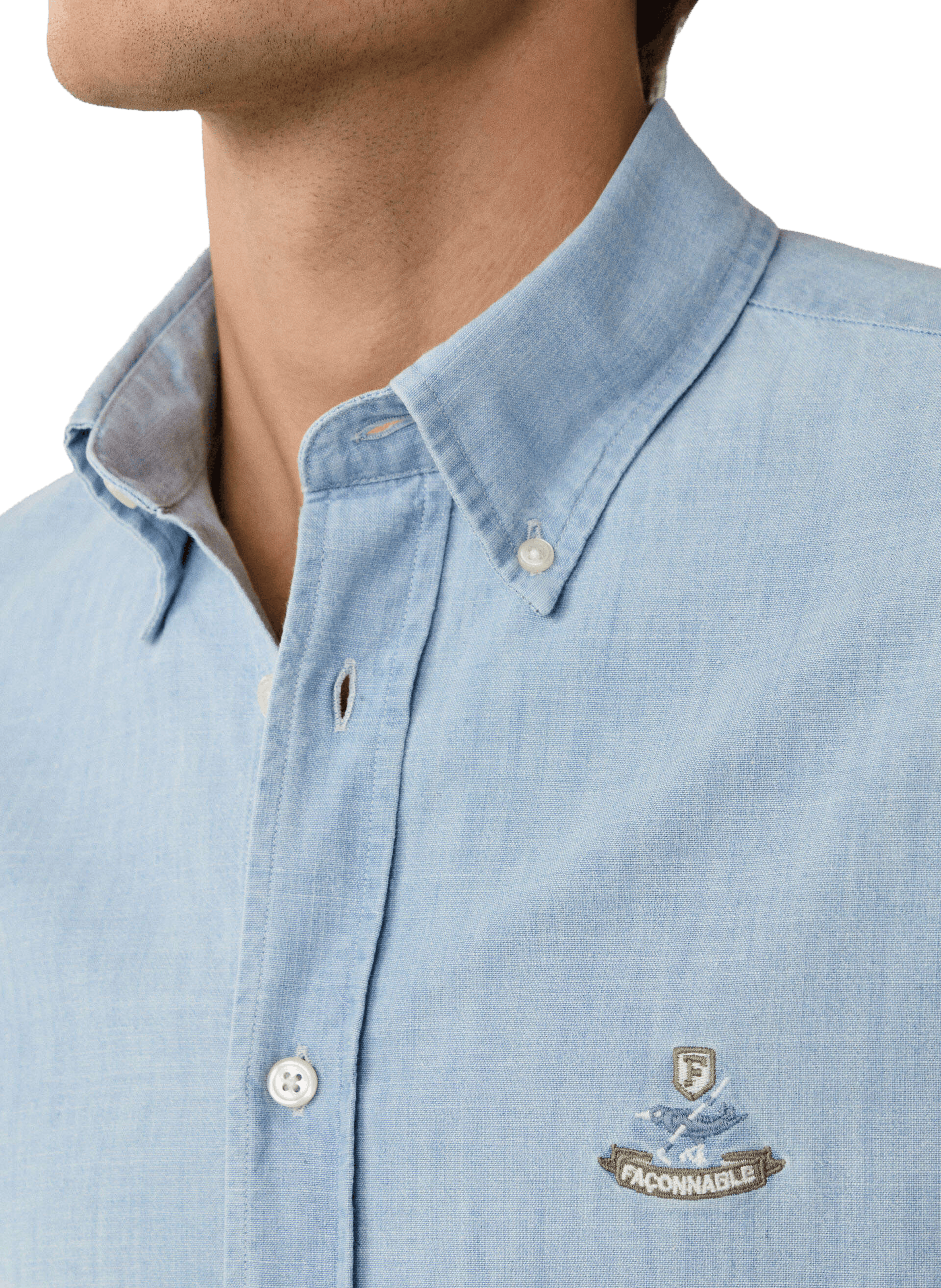 Cotton denim American collar shirt FACONNABLE Blue