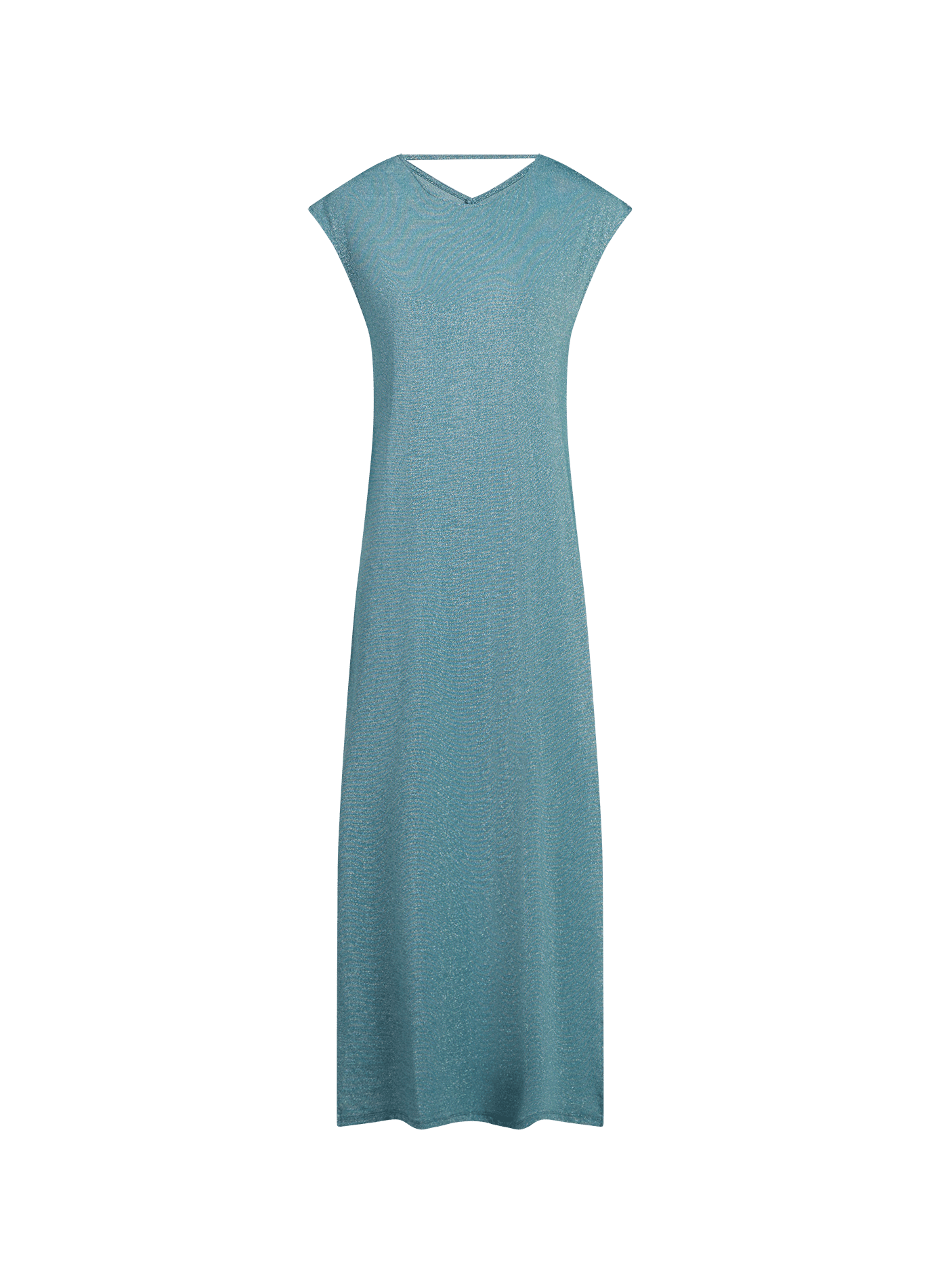 Long shiny dress with round neck VILA Blue