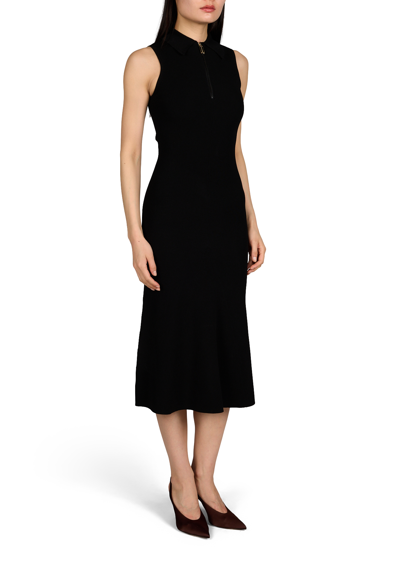 Robe longue moulante côtelée VICTORIA BECKHAM Noir