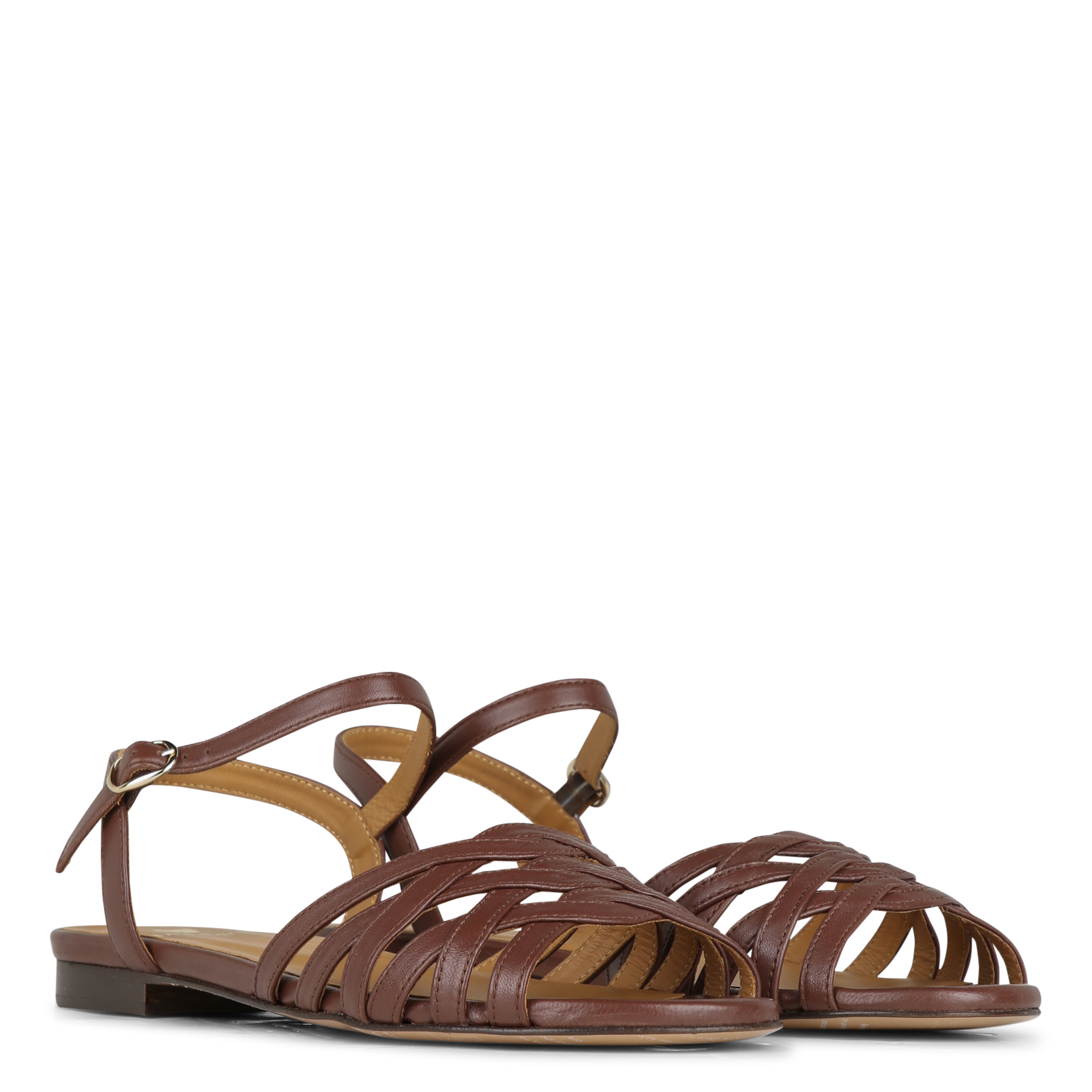 Sandales plates en cuir ellis BOBBIES Marron