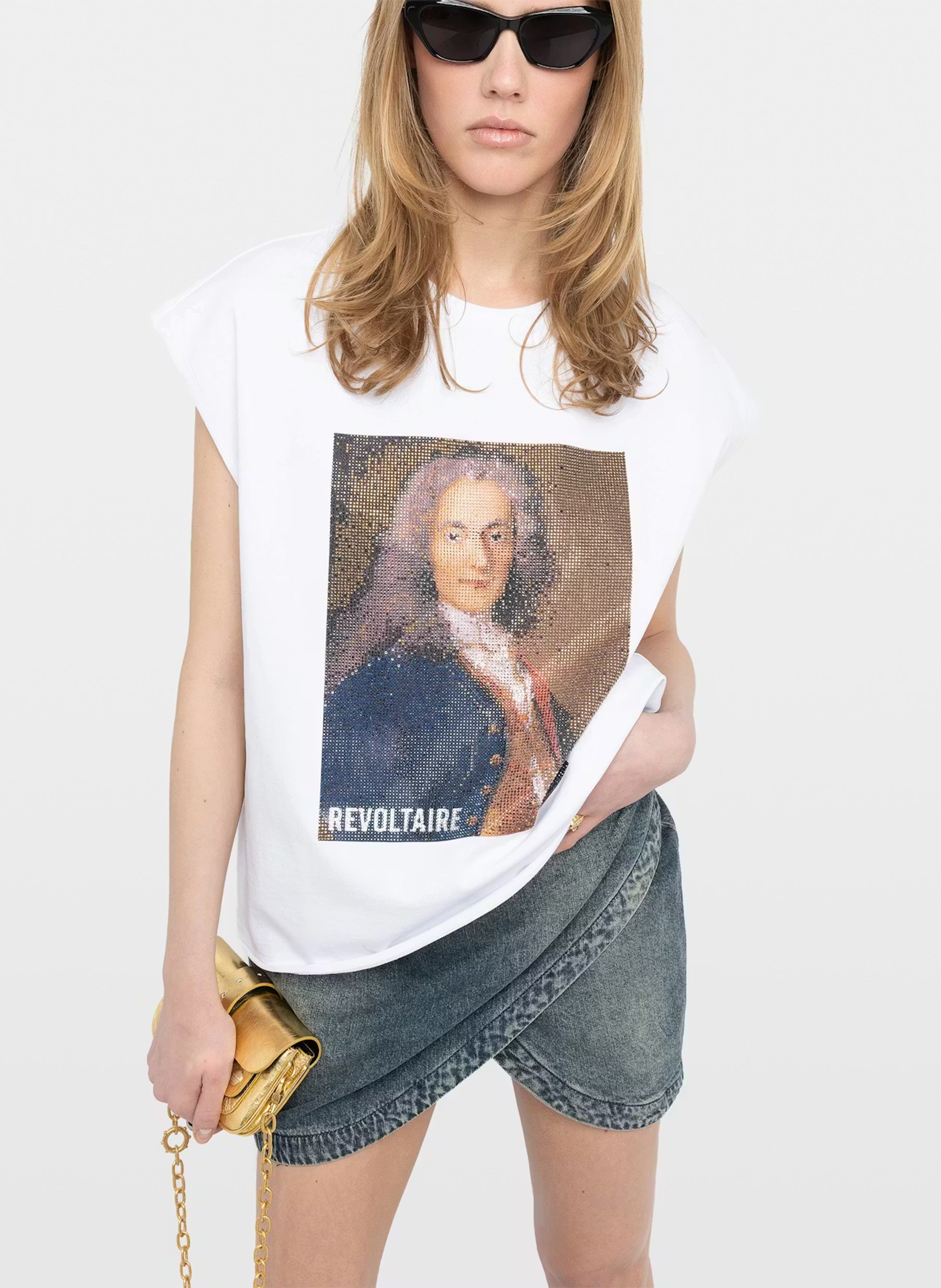 Tee-shirt col rond en coton cloex ZADIG&VOLTAIRE Blanc
