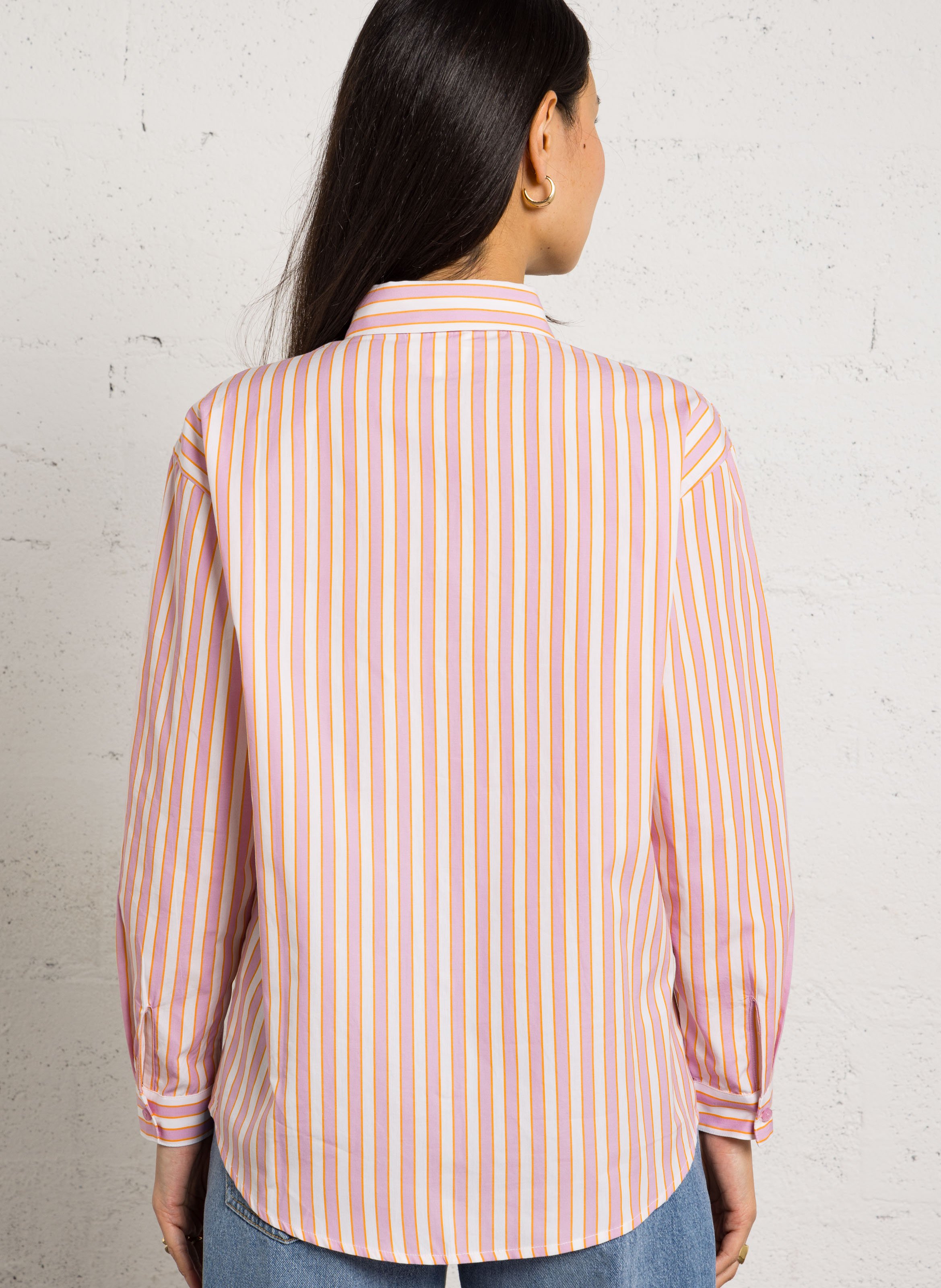 Chemise à rayures en coton dharma MAISON 123 Rose