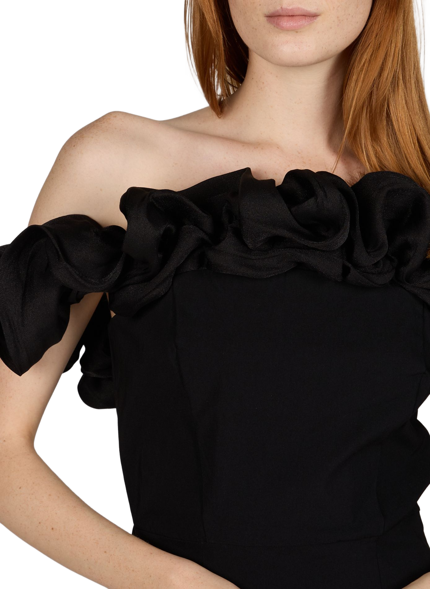 Long dress with ruffled collar OBJECT Black