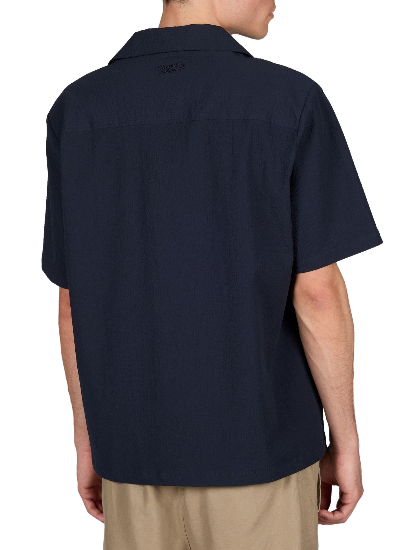 Chemise à manches courtes en coton piqué mélangé MAISON KITSUNÉ Bleu