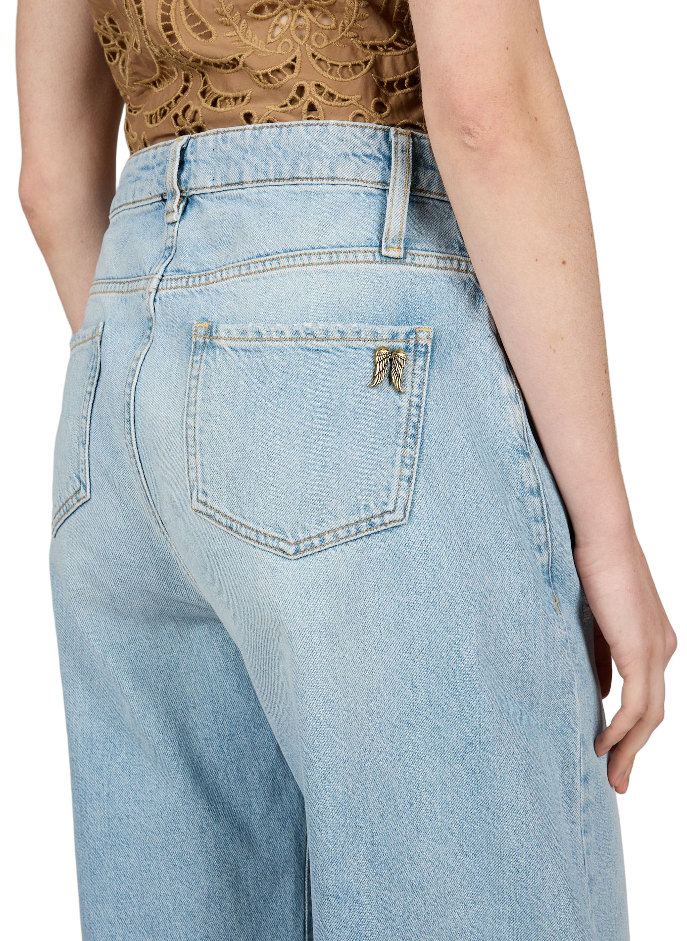 Mixed cotton mom jeans BERENICE Blue