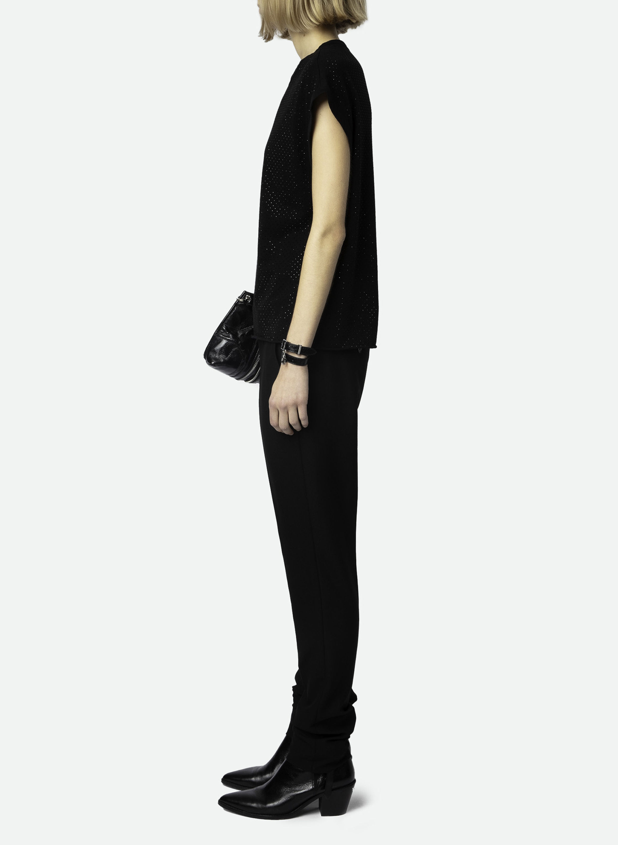 Tee-shirt à strass en coton cecilia ZADIG&VOLTAIRE Zwart