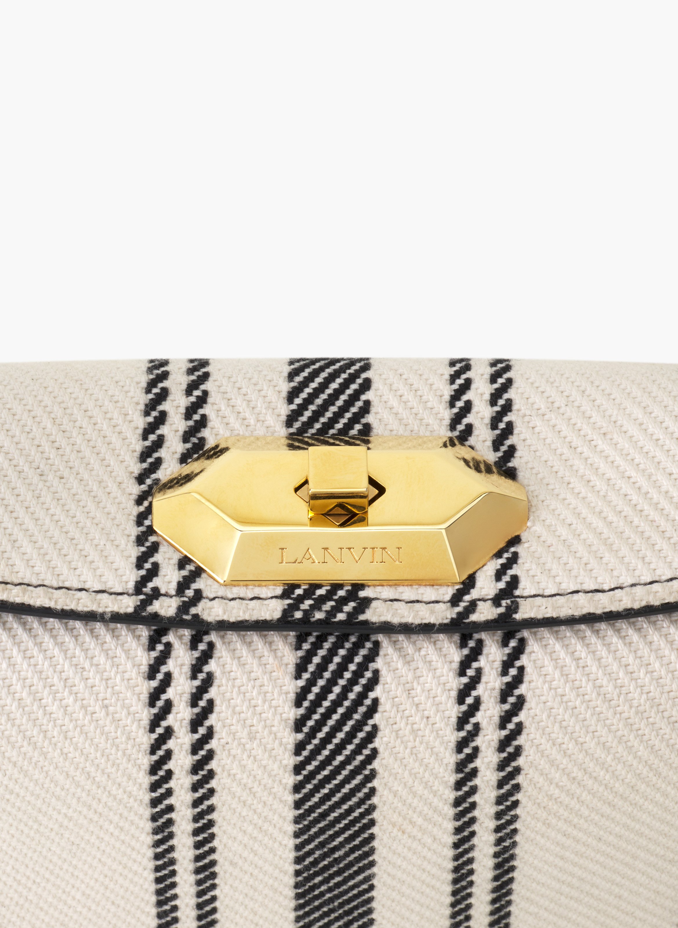 Sac compagnon 20 en toile rayée LANVIN Gris