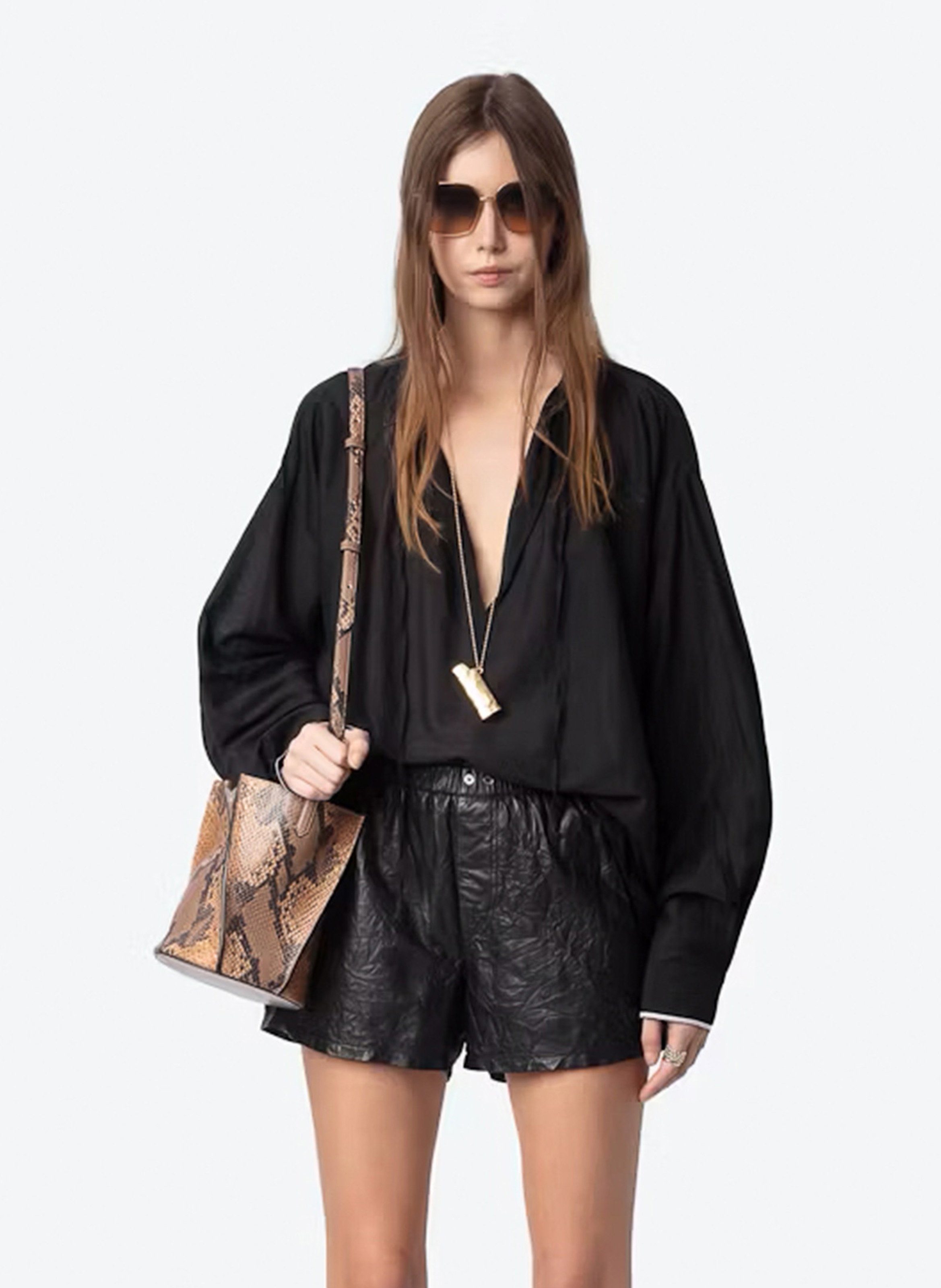 Blouse oversize en coton mélangé troene ZADIG&VOLTAIRE Noir